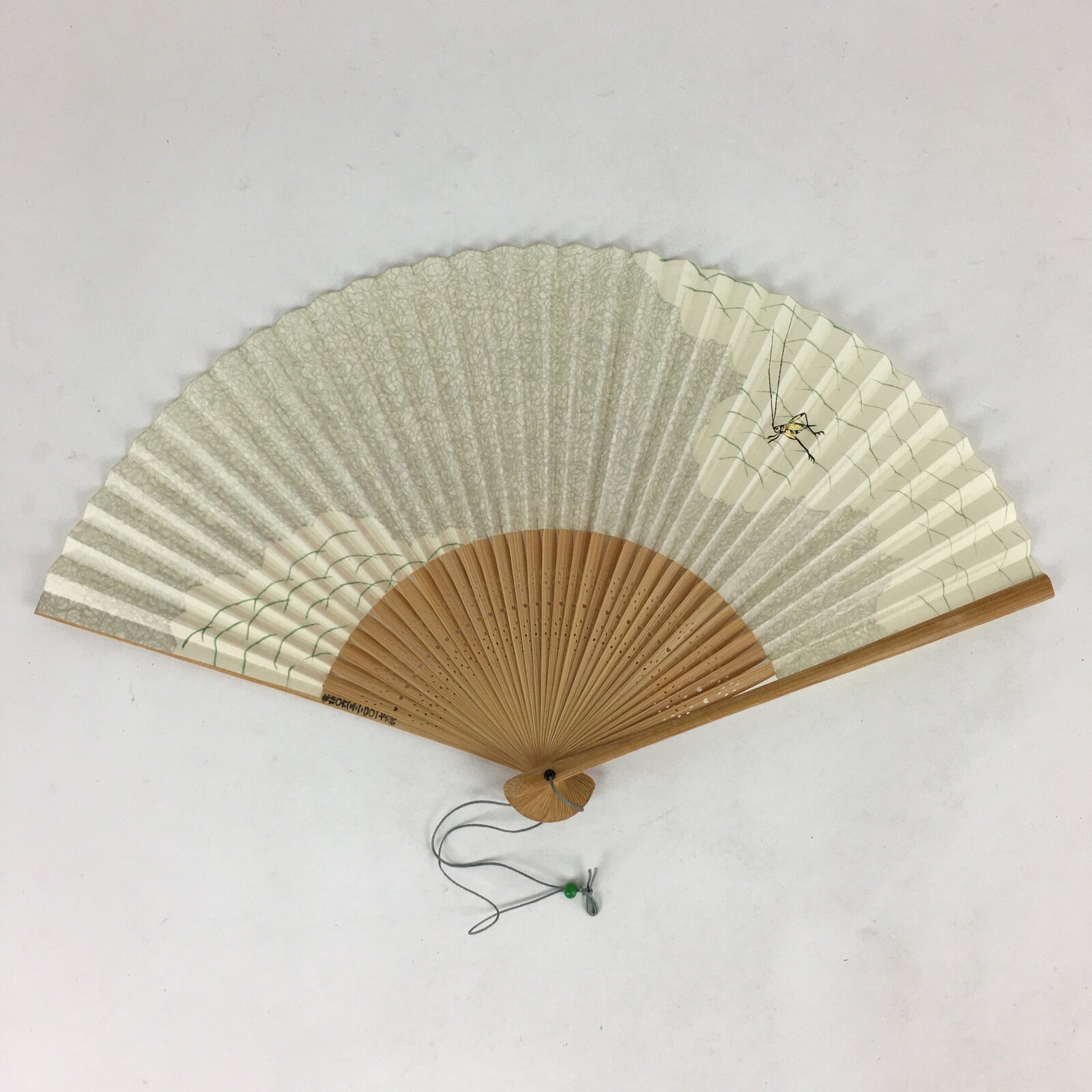 Japanese Folding Fan Vtg Sensu Bamboo Frame White Paper Cricket 4D596