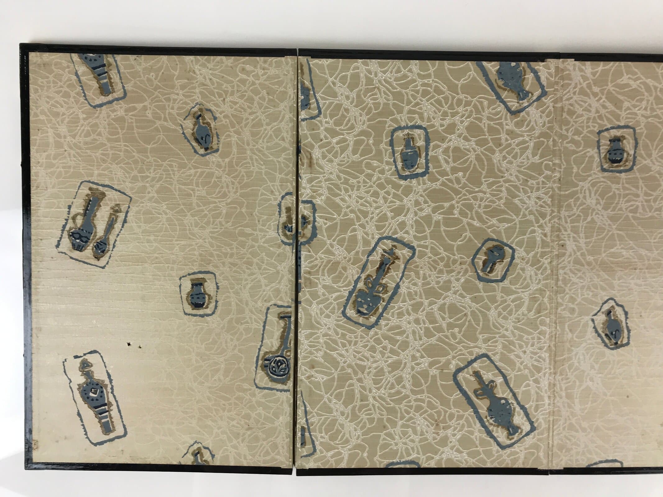 Japanese Folding Screen Byobu Panel Vtg Hina Doll Furniture Gold ID474