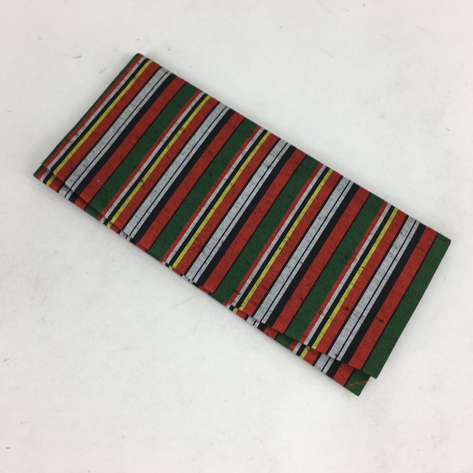 Japanese Folk Craft Fabric Long Wallet Vtg Tumugi Textile Vertical Stripes KB45