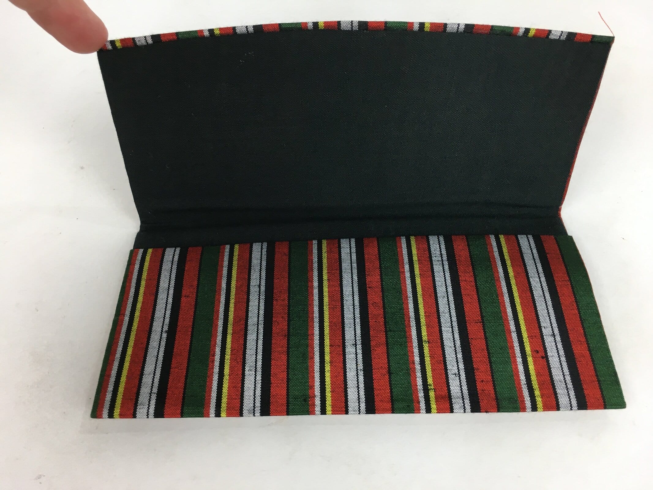 Japanese Folk Craft Fabric Long Wallet Vtg Tumugi Textile Vertical Stripes KB45