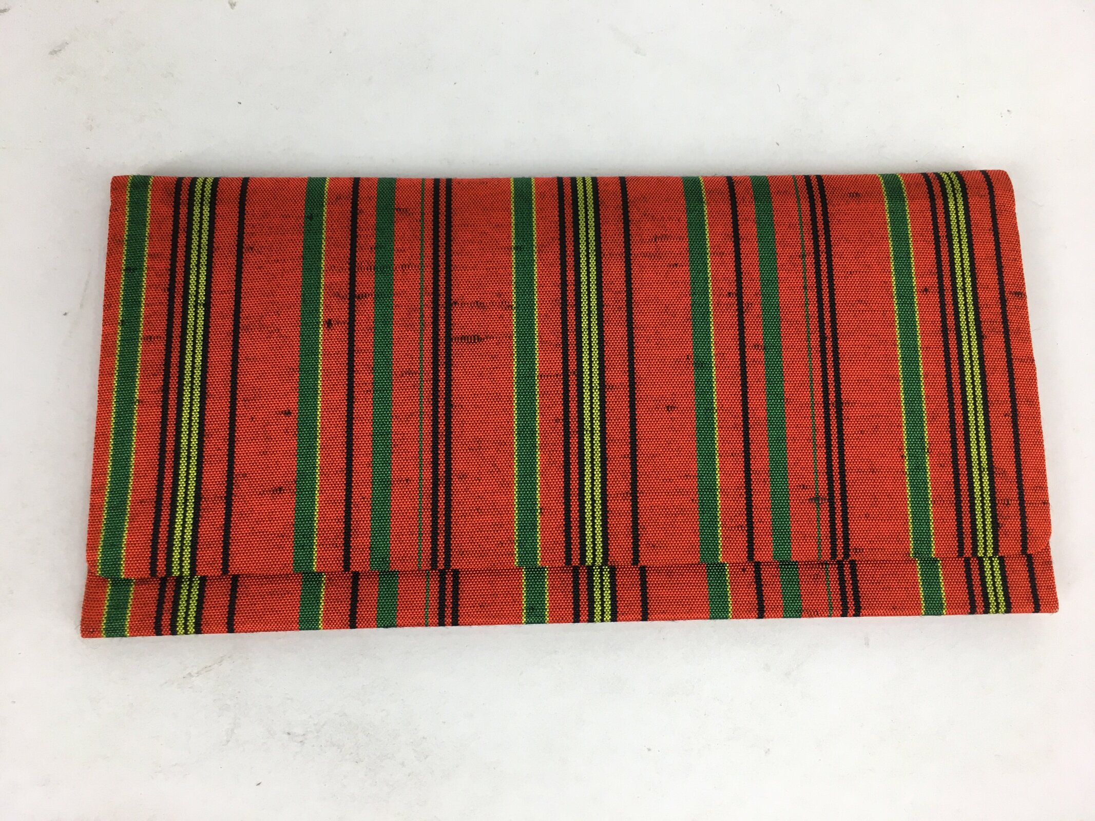 Japanese Folk Craft Fabric Long Wallet Vtg Tumugi Textile Vertical Stripes KB47