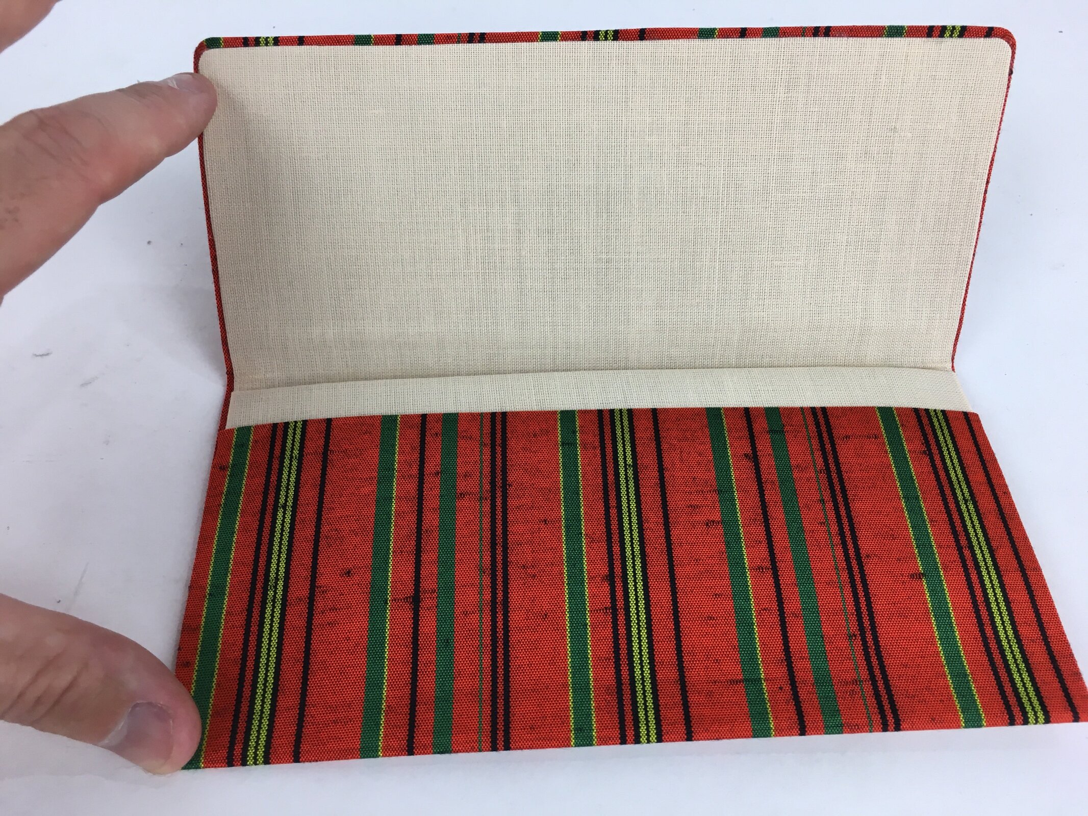 Japanese Folk Craft Fabric Long Wallet Vtg Tumugi Textile Vertical Stripes KB47