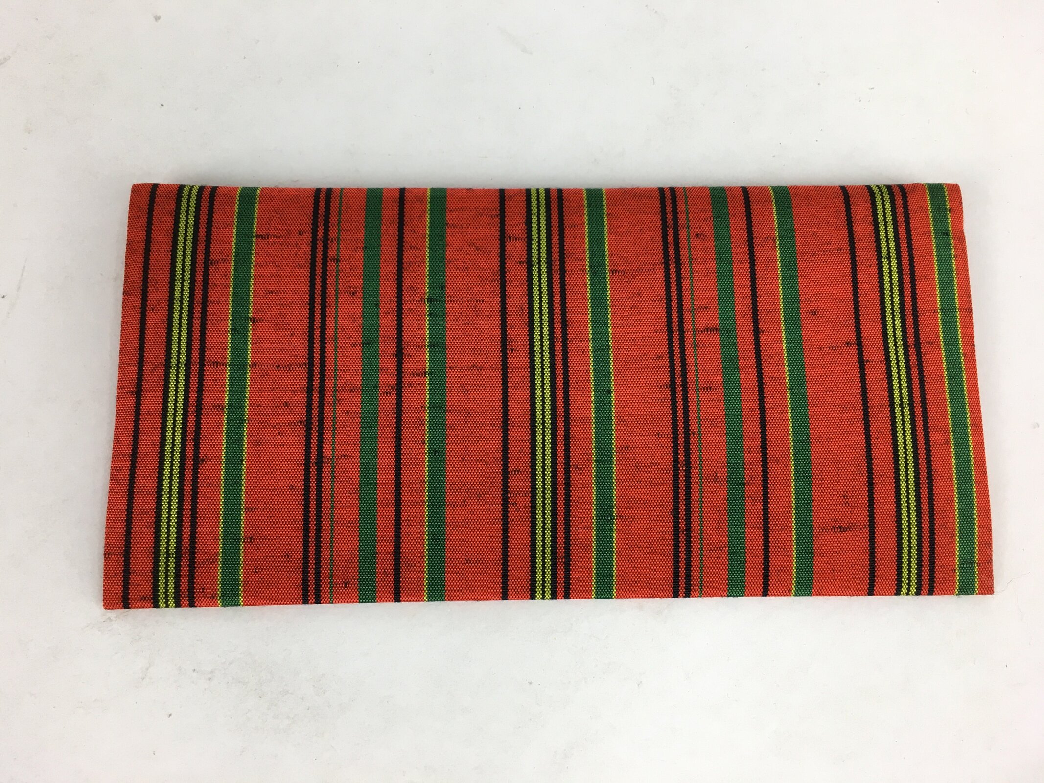 Japanese Folk Craft Fabric Long Wallet Vtg Tumugi Textile Vertical Stripes KB47