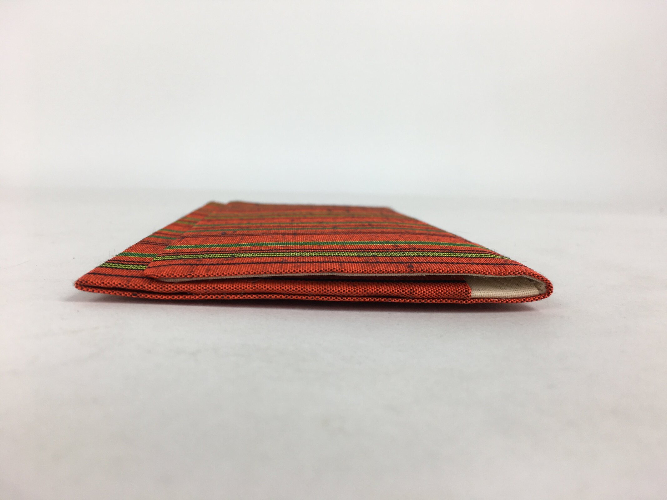 Japanese Folk Craft Fabric Long Wallet Vtg Tumugi Textile Vertical Stripes KB47