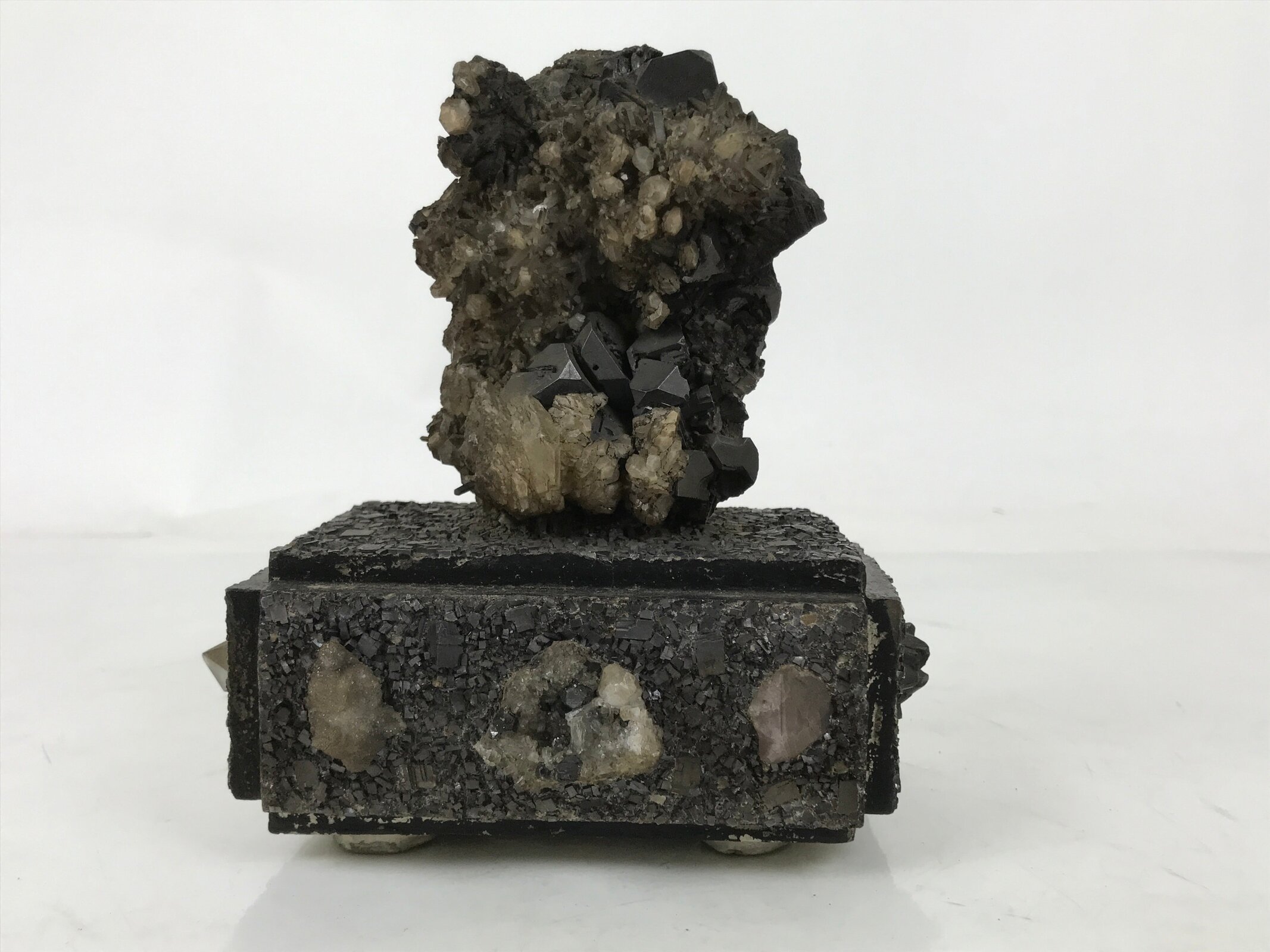 Japanese Galena Quartz Crystal Viewing Stone Zen Buddhist Suiseki Statue JK851