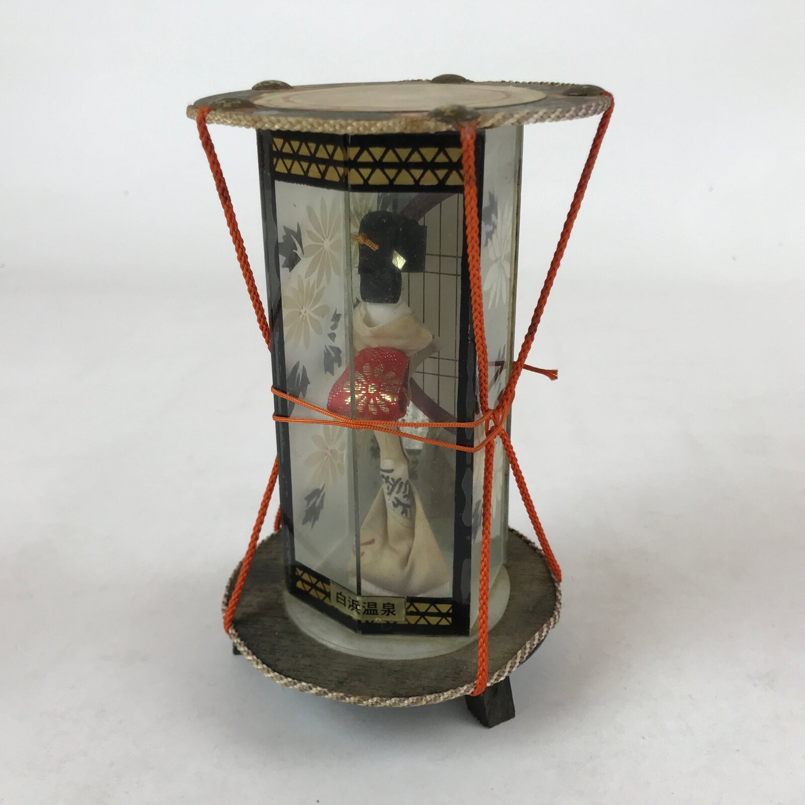 Japanese Geisha Kimono Woman Doll Glass Case Display Vtg Ningyo Figurine BD956