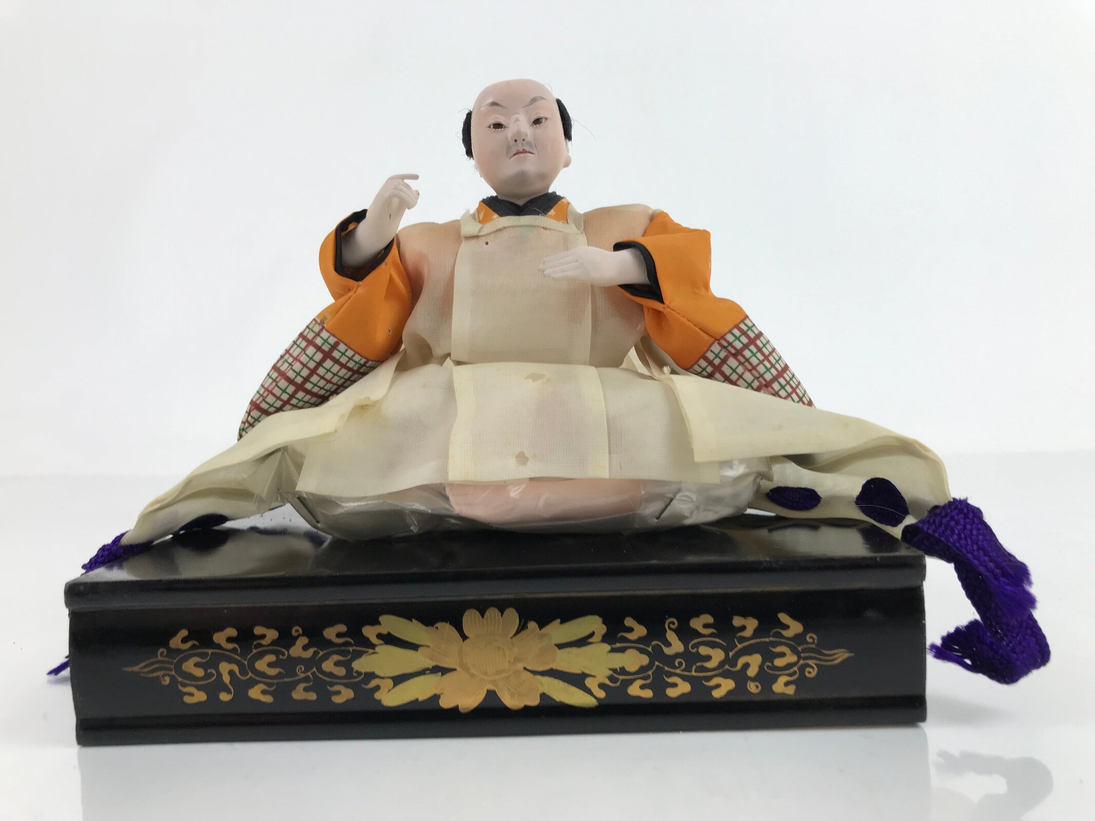 Japanese Girl Festival Court Angry Man Servant Doll Hina Matsuri Wood Silk ID572