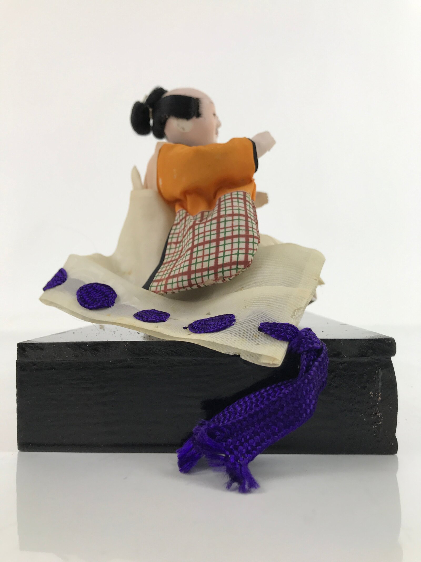 Japanese Girl Festival Court Angry Man Servant Doll Hina Matsuri Wood Silk ID572