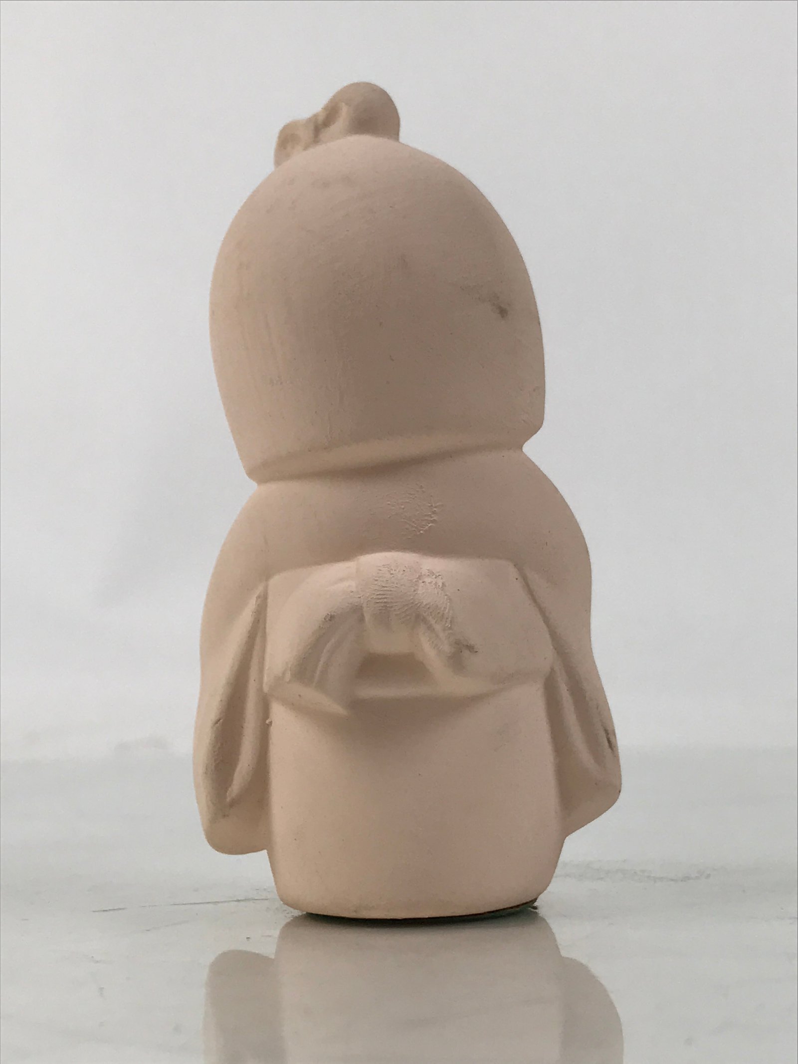 Japanese Girl Playing Ball Clay Doll Vtg Ningyo Figurine Kimono Pink ST44