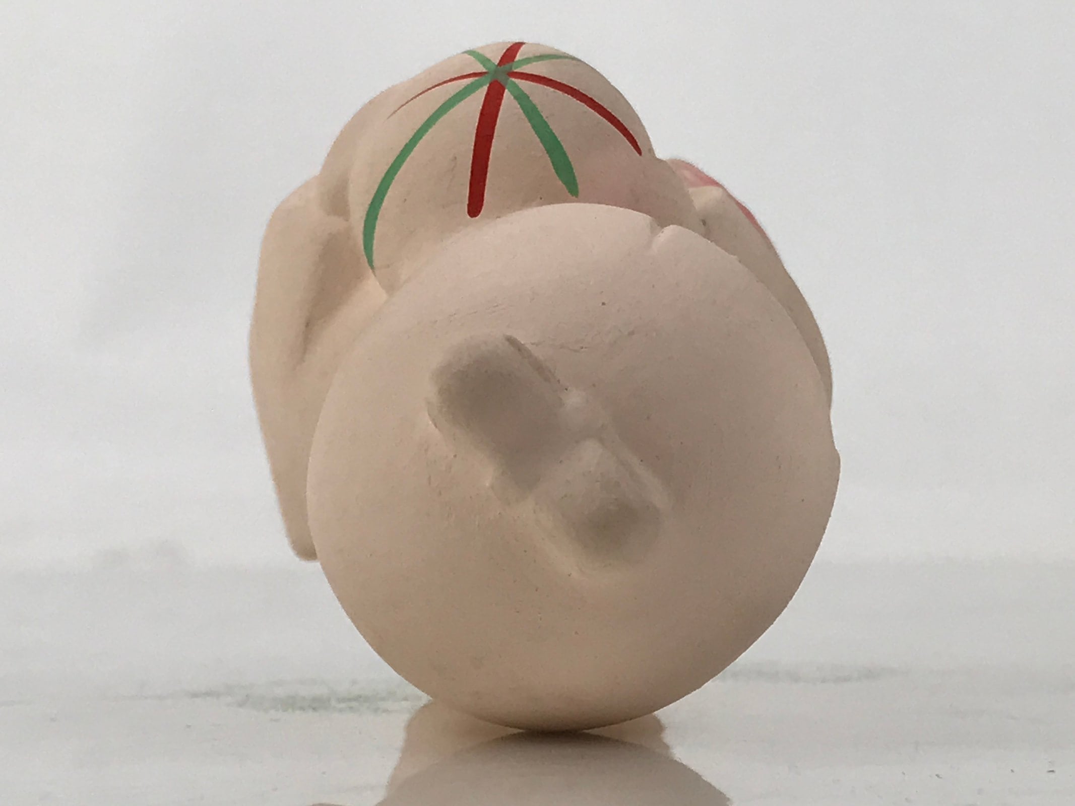 Japanese Girl Playing Ball Clay Doll Vtg Ningyo Figurine Kimono Pink ST44