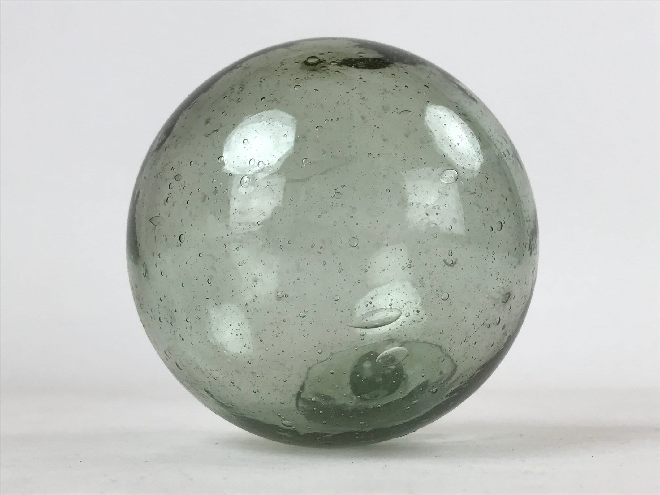 Japanese Glass Fishing Float Ukidama Buoy Ball Vtg Bindama Clear Green GF10