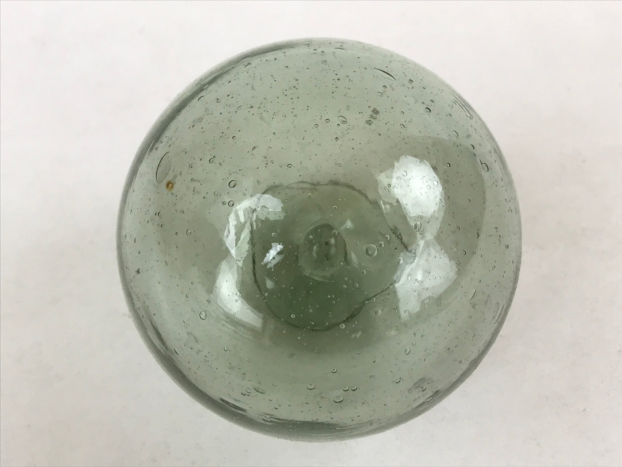Japanese Glass Fishing Float Ukidama Buoy Ball Vtg Bindama Clear Green GF10