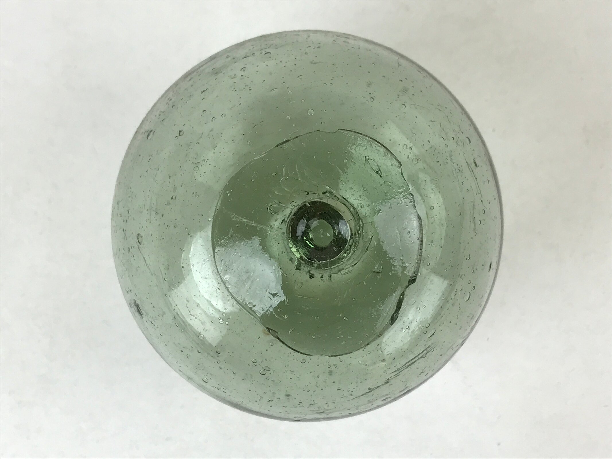Japanese Glass Fishing Float Ukidama Buoy Ball Vtg Bindama Clear Green GF10