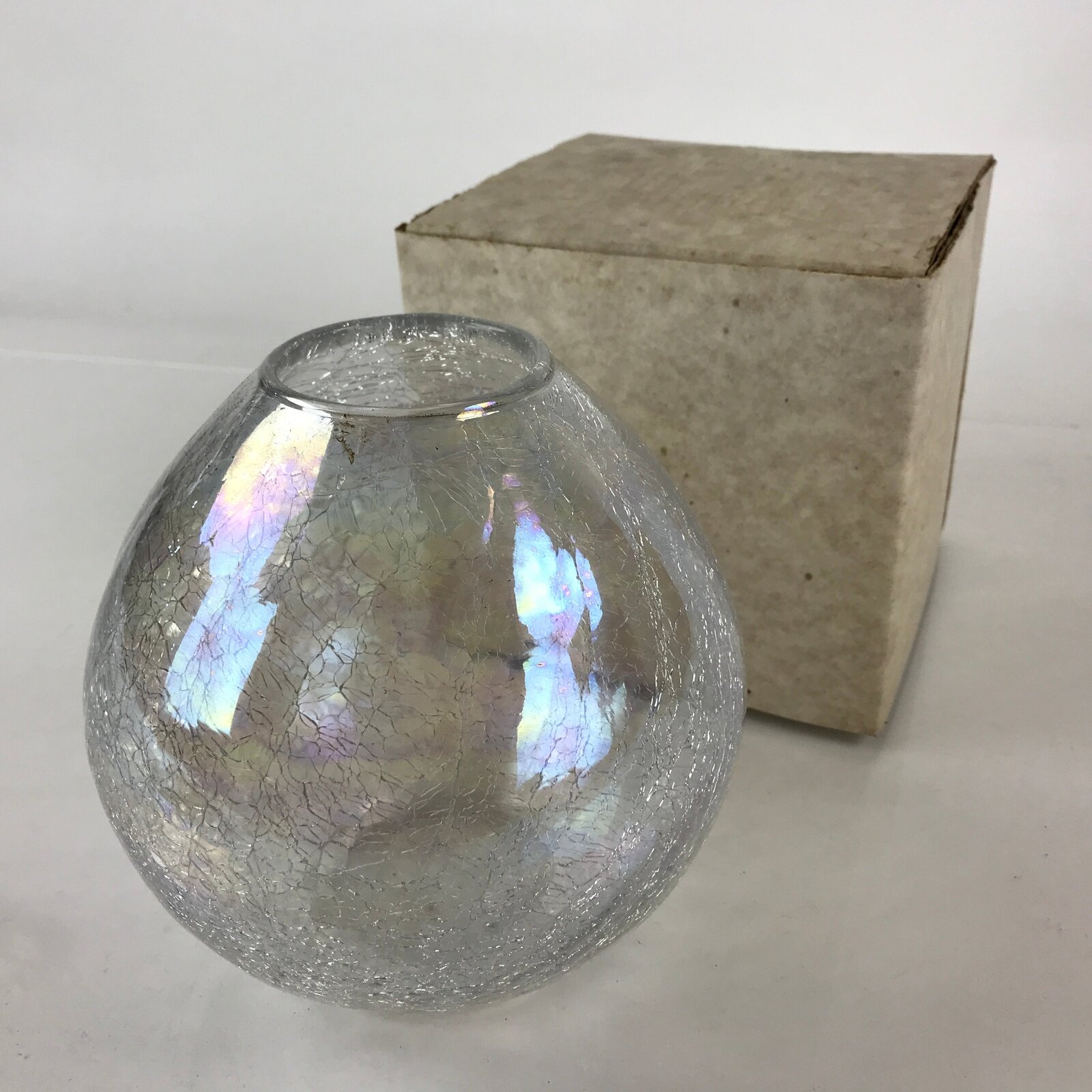 Japanese Glass Flower Vase Kabin Vtg Flower Arrangement Ikebana Kado PX655