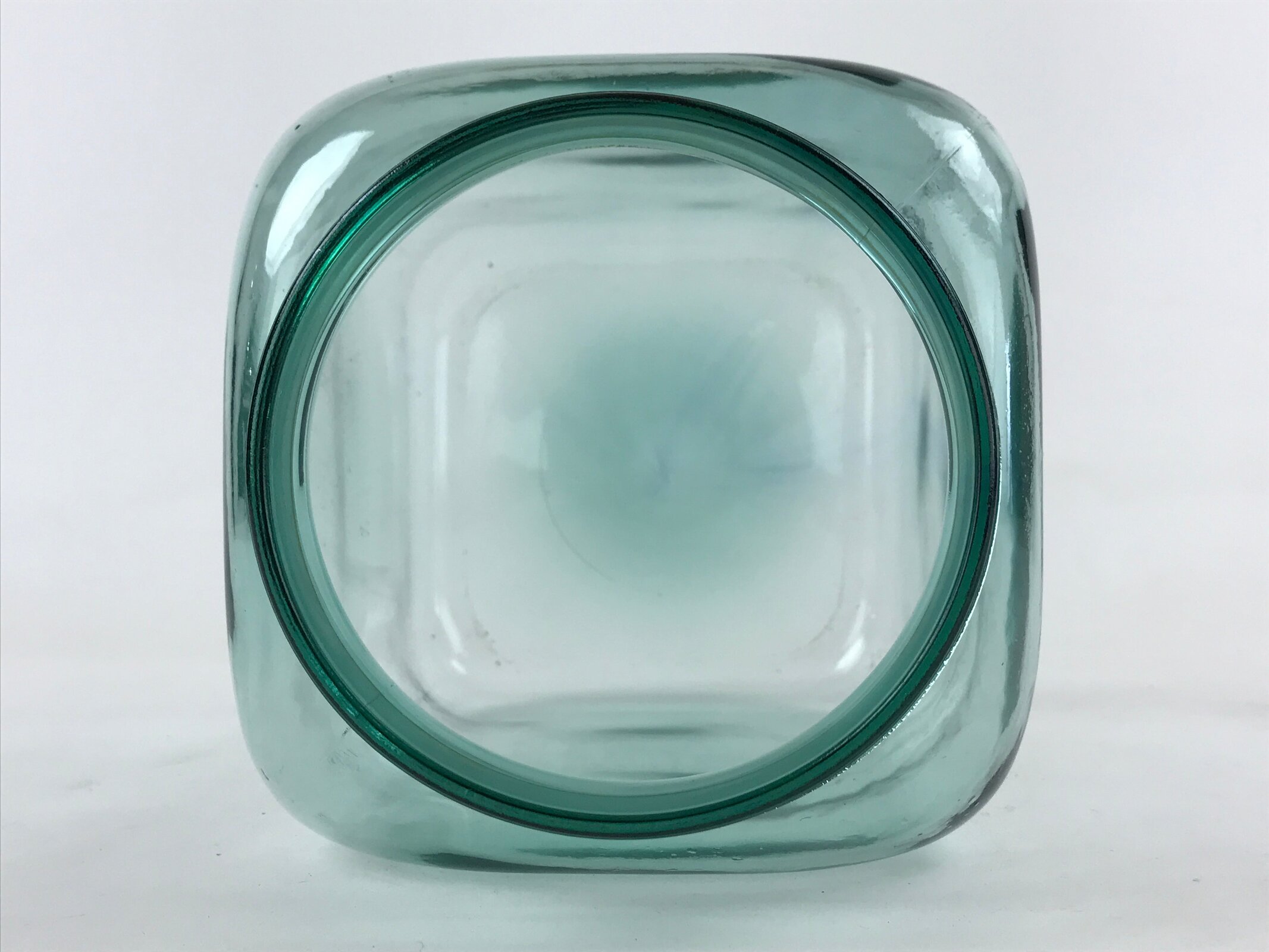 Japanese Glass Lidded Jar Nori-Bin Vtg Seaweed Paper Container Blue JK550