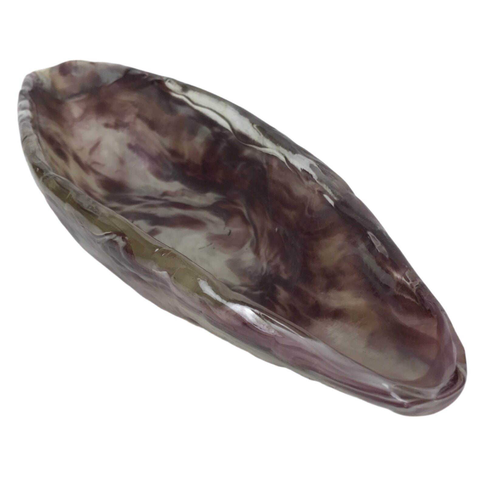 Japanese Glass Suiban Flower Vase Vtg Pottery Ikebana Arrangement Purple Y330