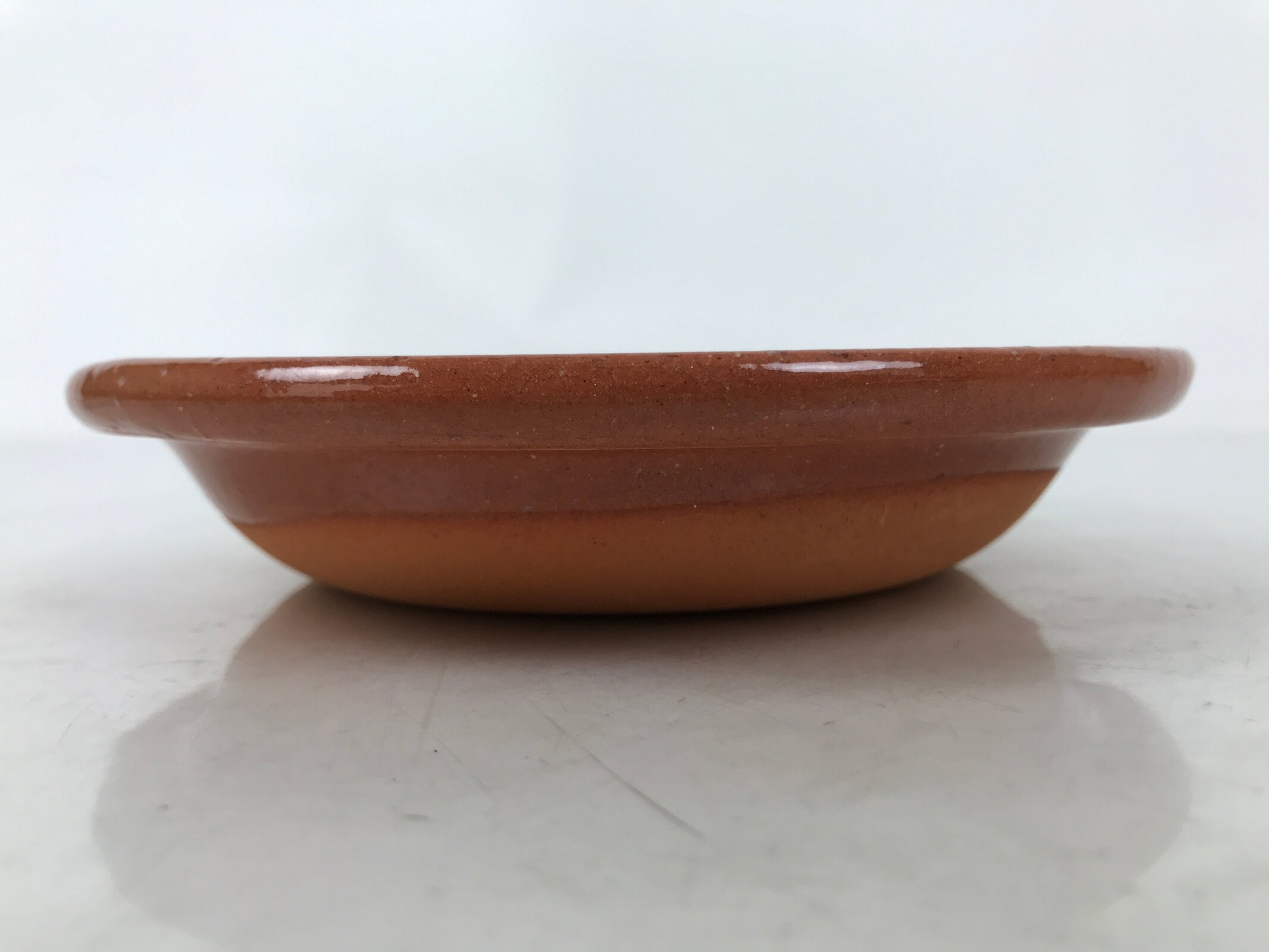 Japanese Glazed Clay Terracotta Small Plate Kozara Vtg Serving Dish Orange Y389