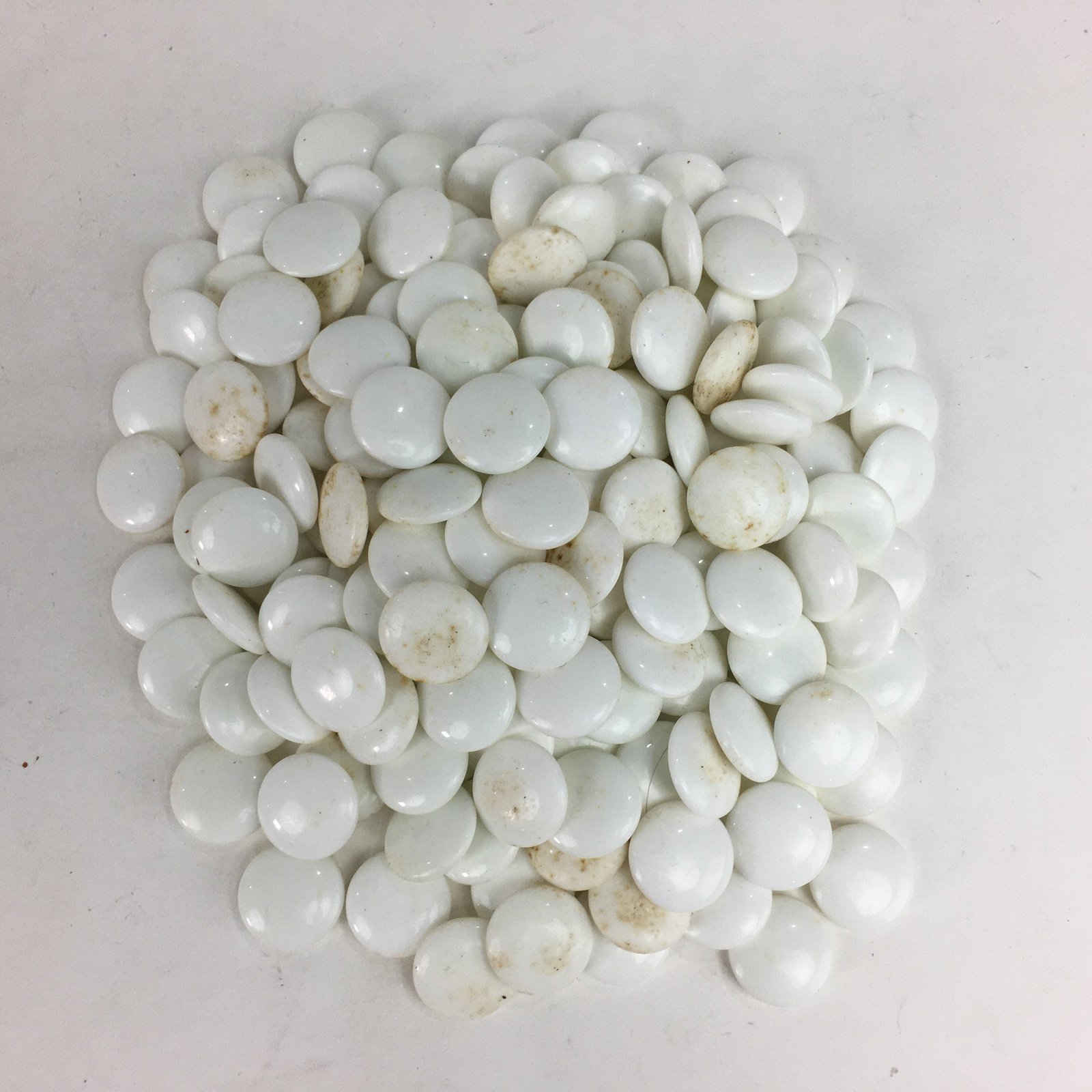 Japanese Go Stone Vtg Goishi Game Piece Set Brown Bowl Black White GO66