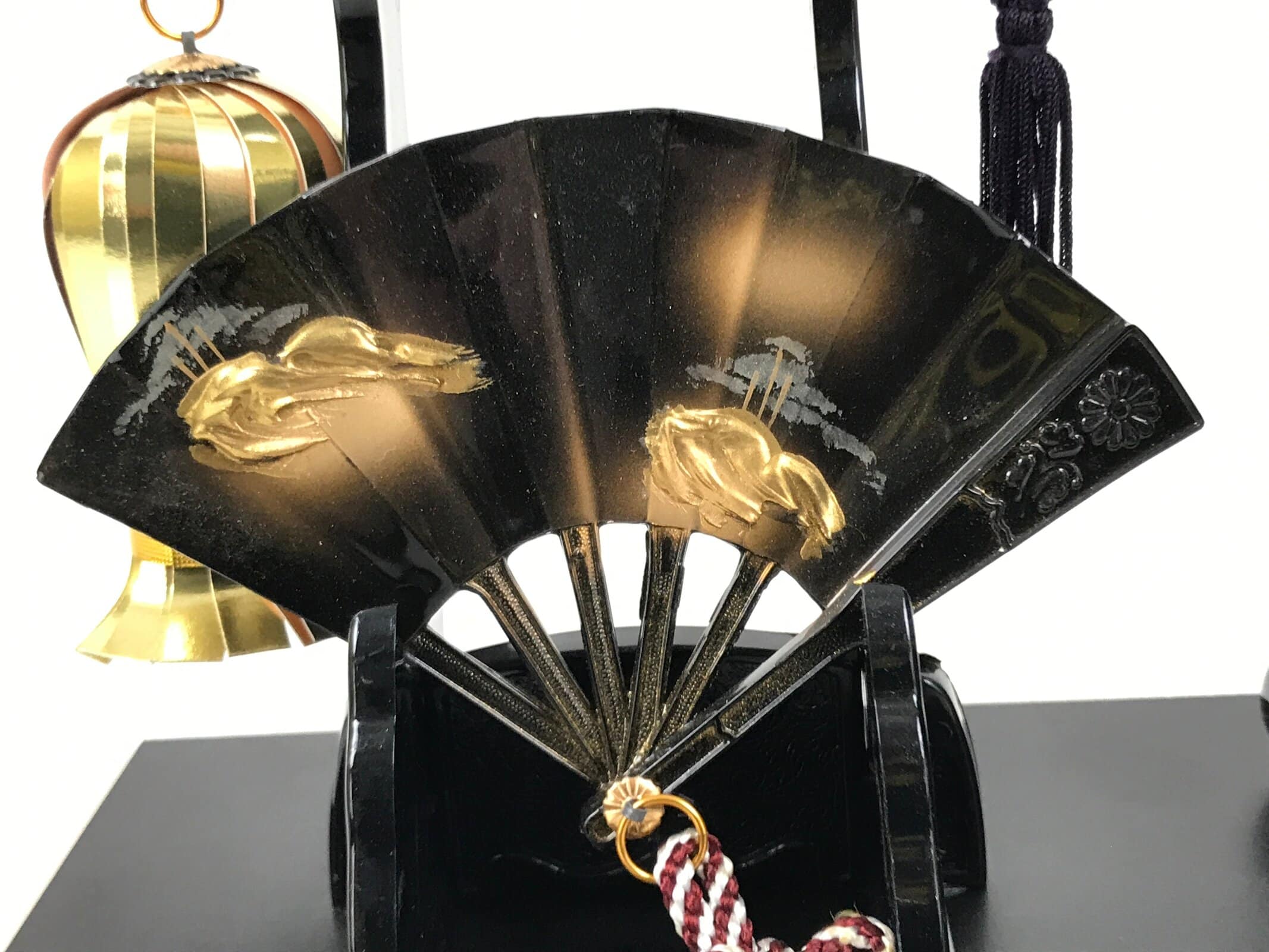 Japanese Gogatsu Ningyo Display Vtg Drum Folding Fan Shade Stand Boys' Day ID644