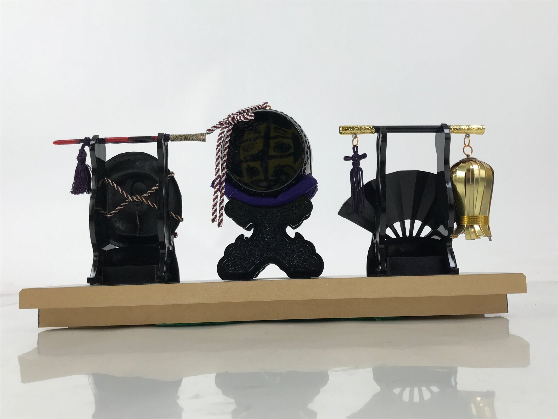 Japanese Gogatsu Ningyo Display Vtg Drum Folding Fan Shade Stand Boys' Day ID644