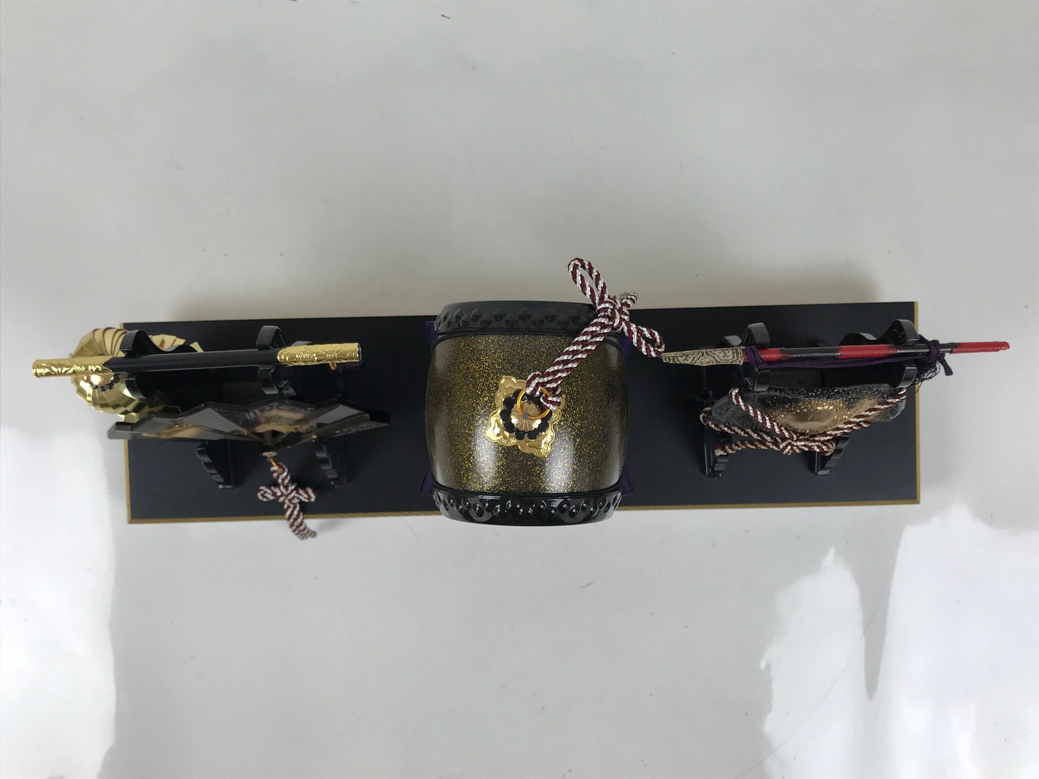 Japanese Gogatsu Ningyo Display Vtg Drum Folding Fan Shade Stand Boys' Day ID644