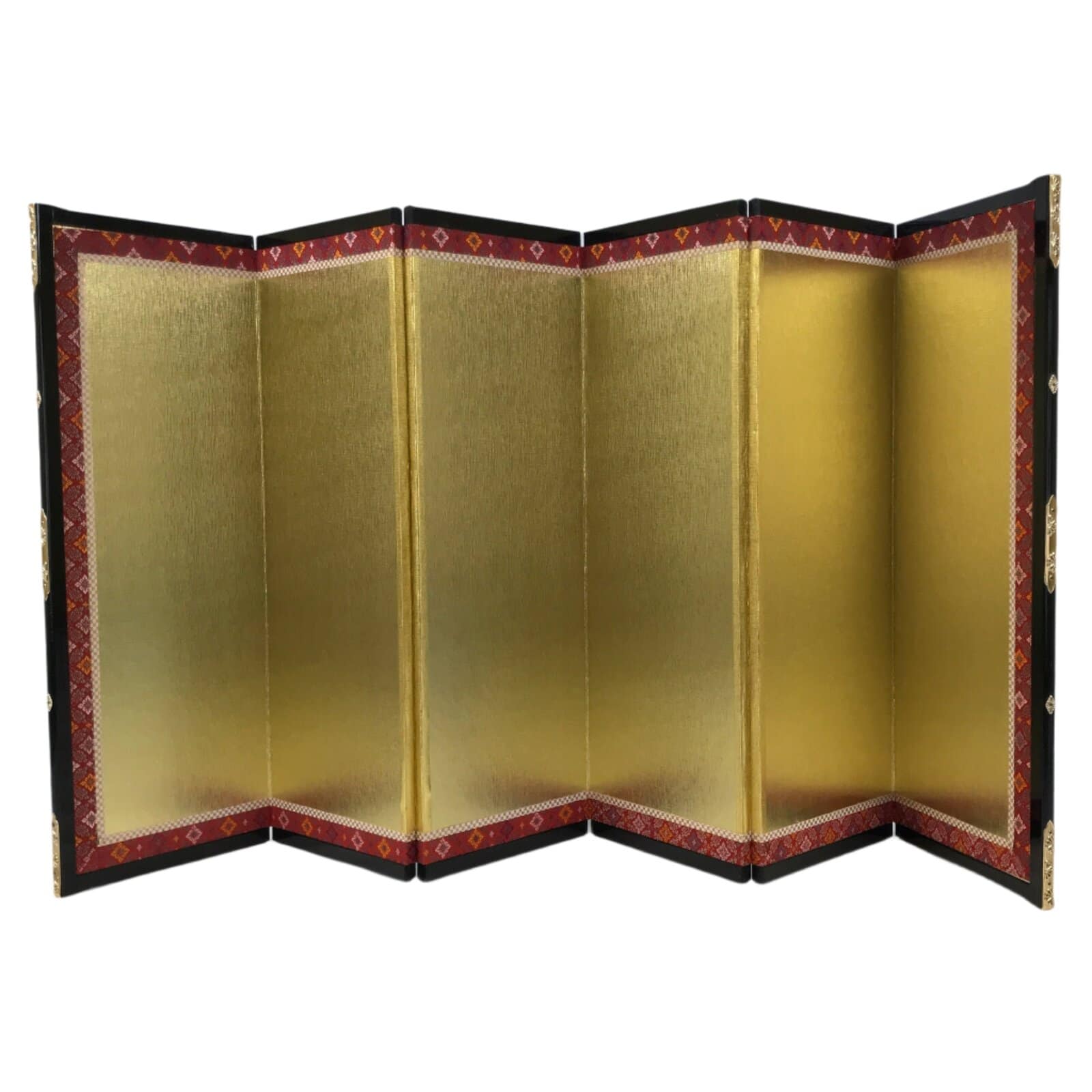 Japanese Gold Hina Doll Display Folding Screen Byobu Panel Vtg Furniture ID619