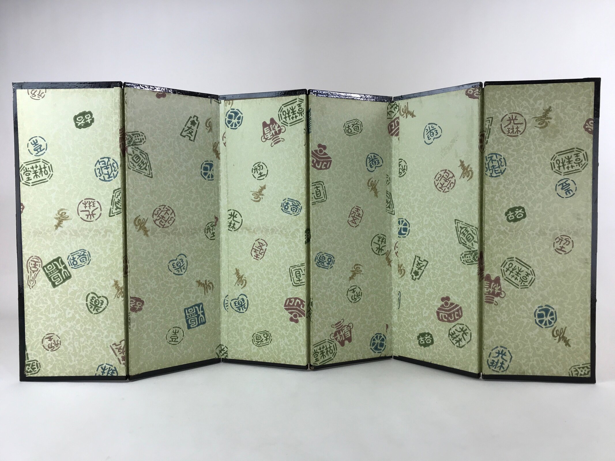 Japanese Gold Hina Doll Folding Screen Byobu Panel Vtg Miniature Furniture ID527