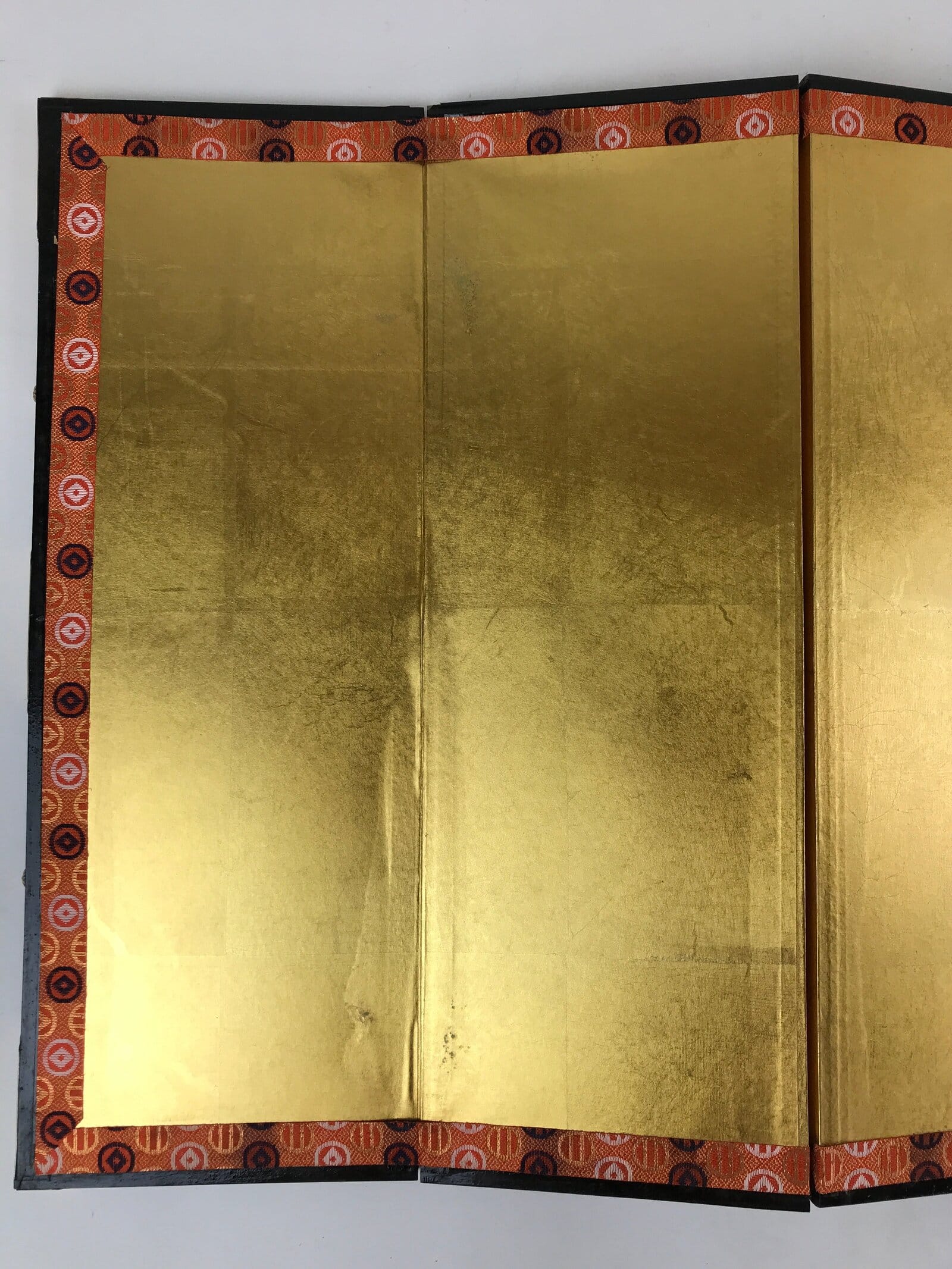 Japanese Gold Hina Doll Folding Screen Byobu Panel Vtg Miniature Furniture ID527