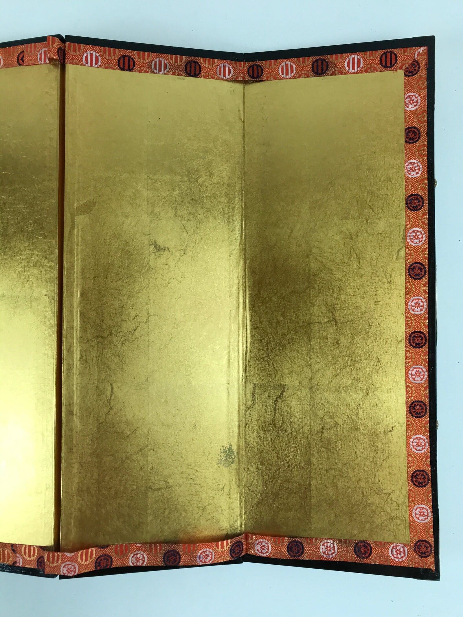 Japanese Gold Hina Doll Folding Screen Byobu Panel Vtg Miniature Furniture ID527