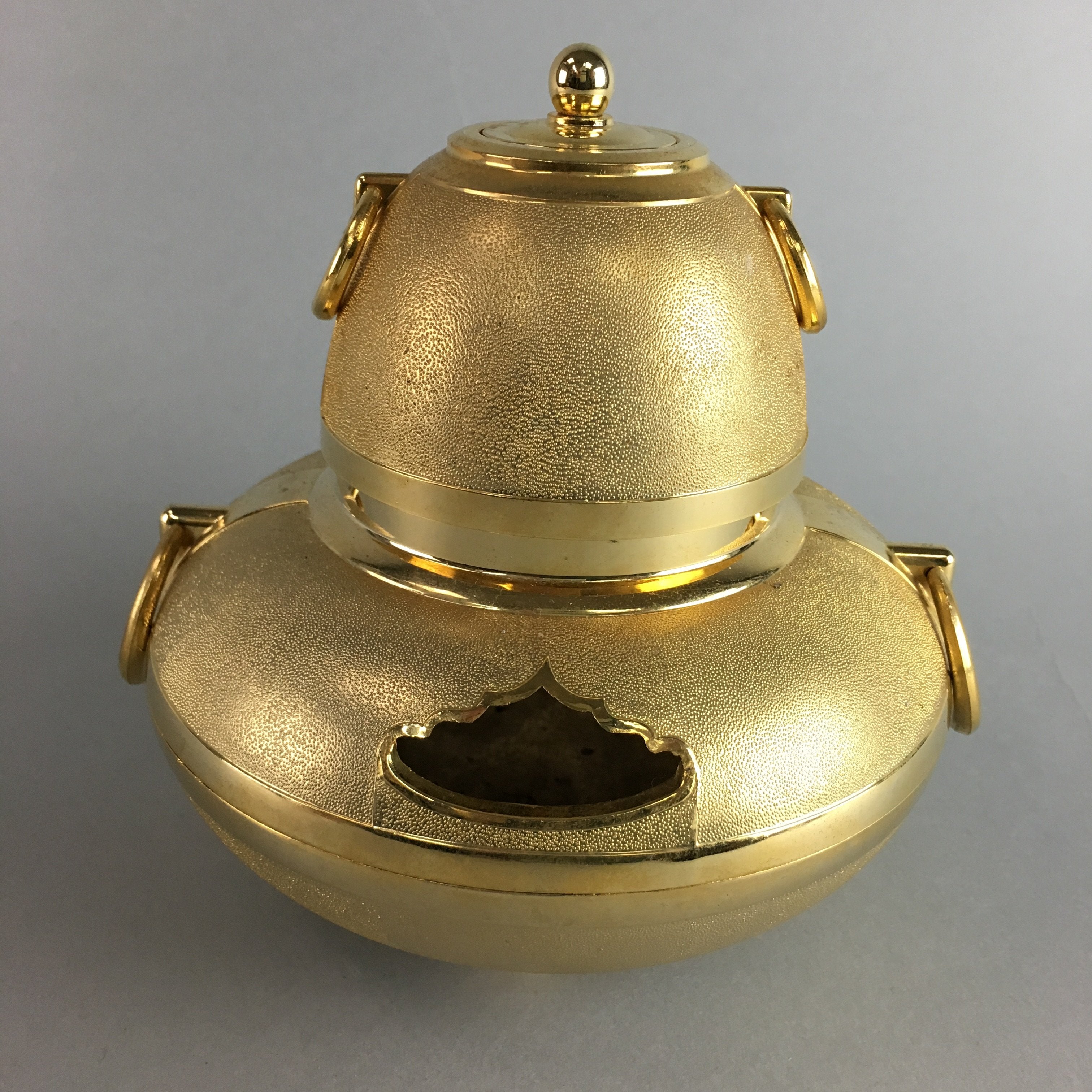 Japanese Gold Plated Metal Kettle Vtg Display Chagama Ornament Okimono BD473