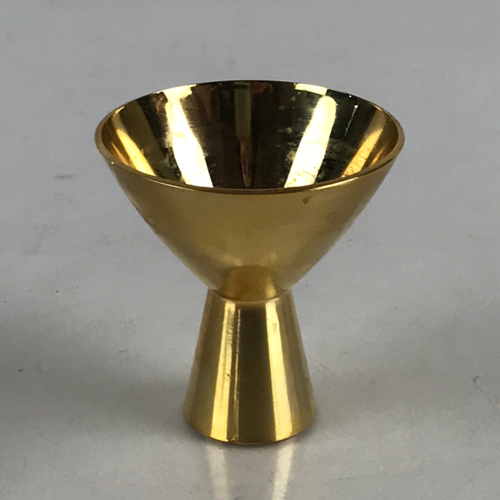 Japanese Golden Metal Sake Cup Guinomi Ochoko Sakazuki High Leg Cup Keiden G77