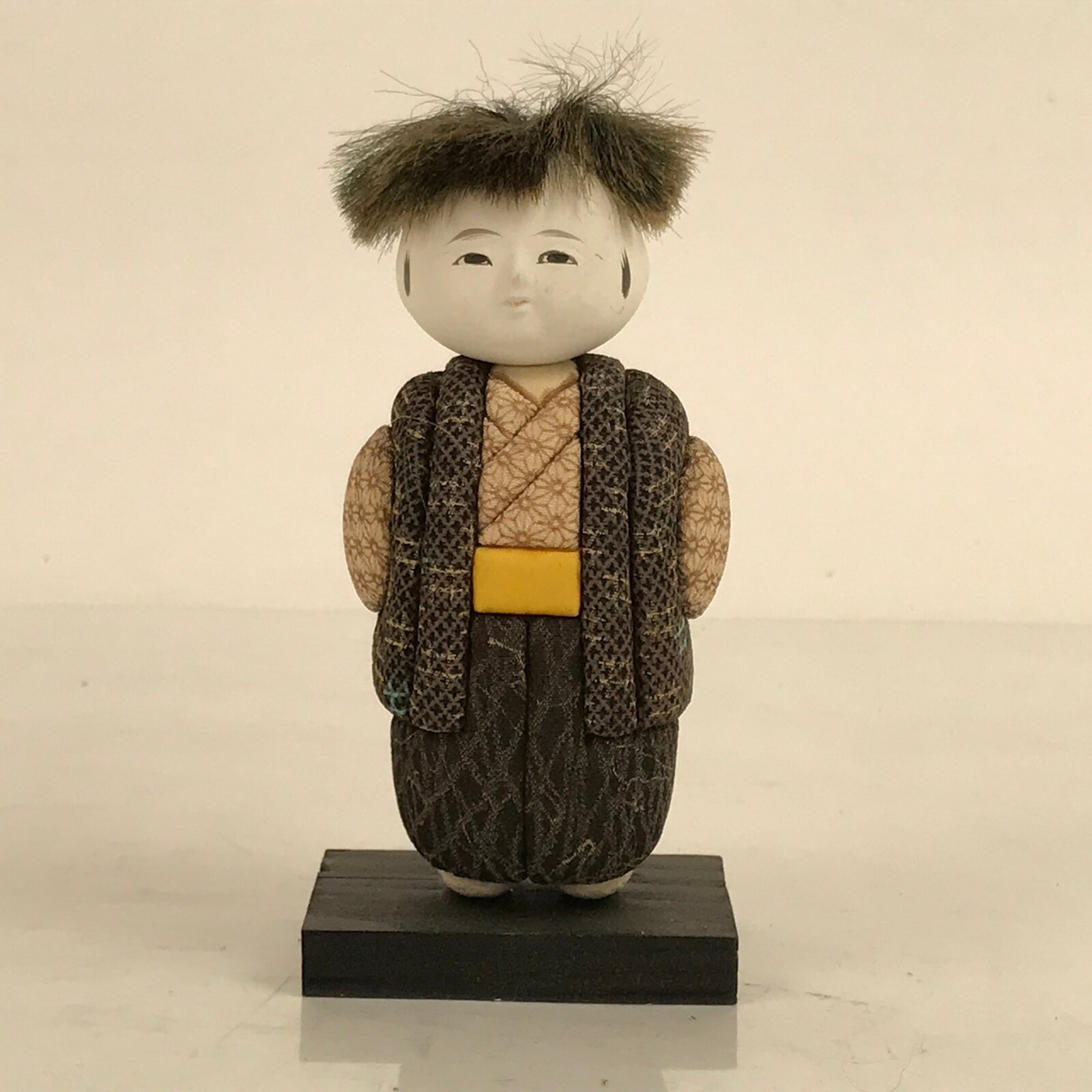 Japanese Gosho Ningyo Doll Boy Standing Vtg Kimekomi Hariko Wood Decoration ST3