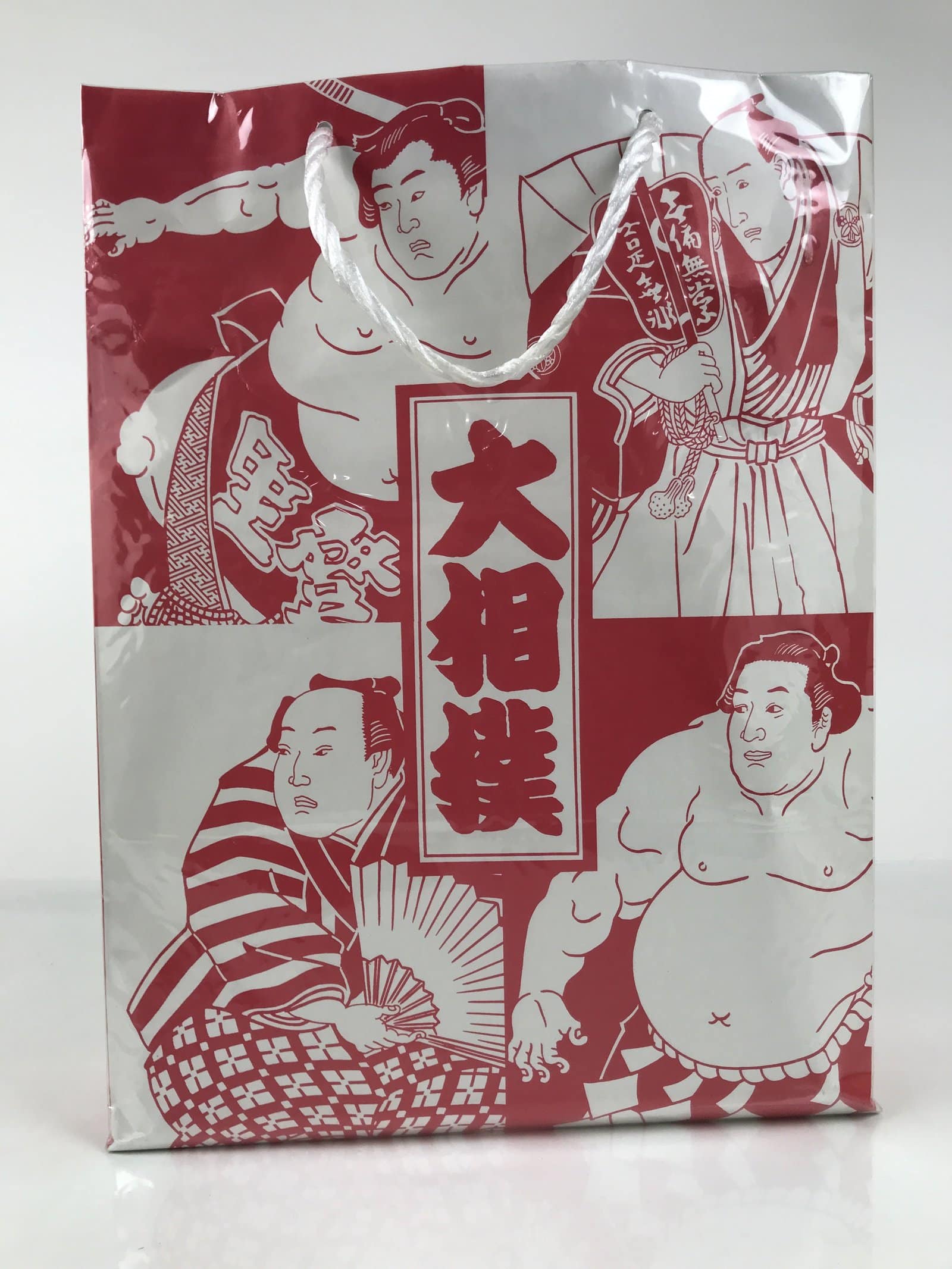 Japanese Grand Sumo Paper Bag 2025 Illustration Ukiyoe Kanji Red White FL512