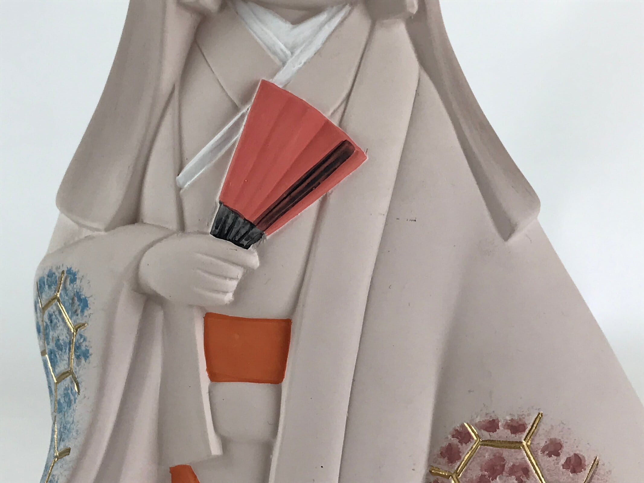 Japanese Hakata-Ningyo Clay Doll Vtg Traditional Handicraft Girl Geisha White BD