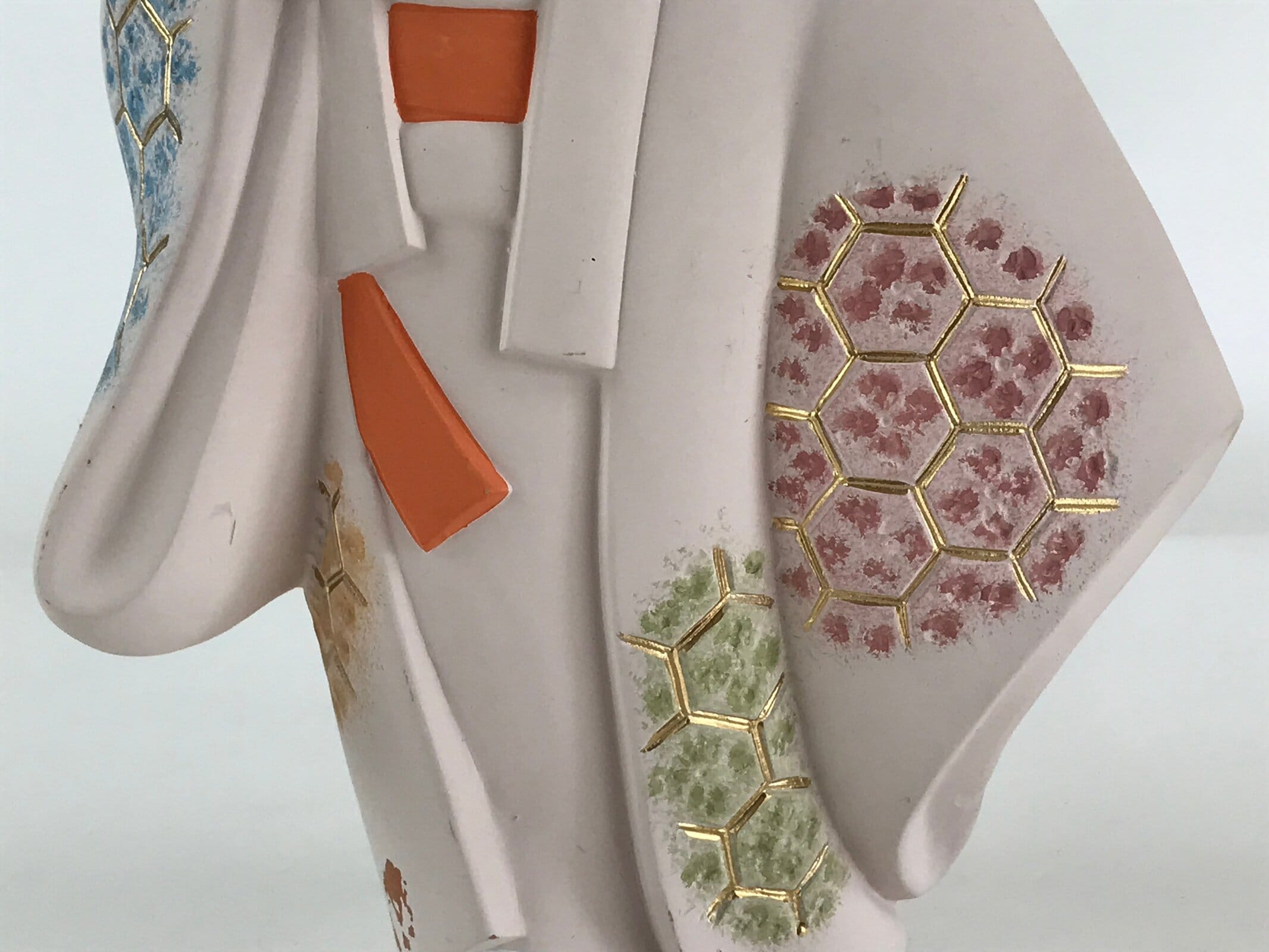 Japanese Hakata-Ningyo Clay Doll Vtg Traditional Handicraft Girl Geisha White BD