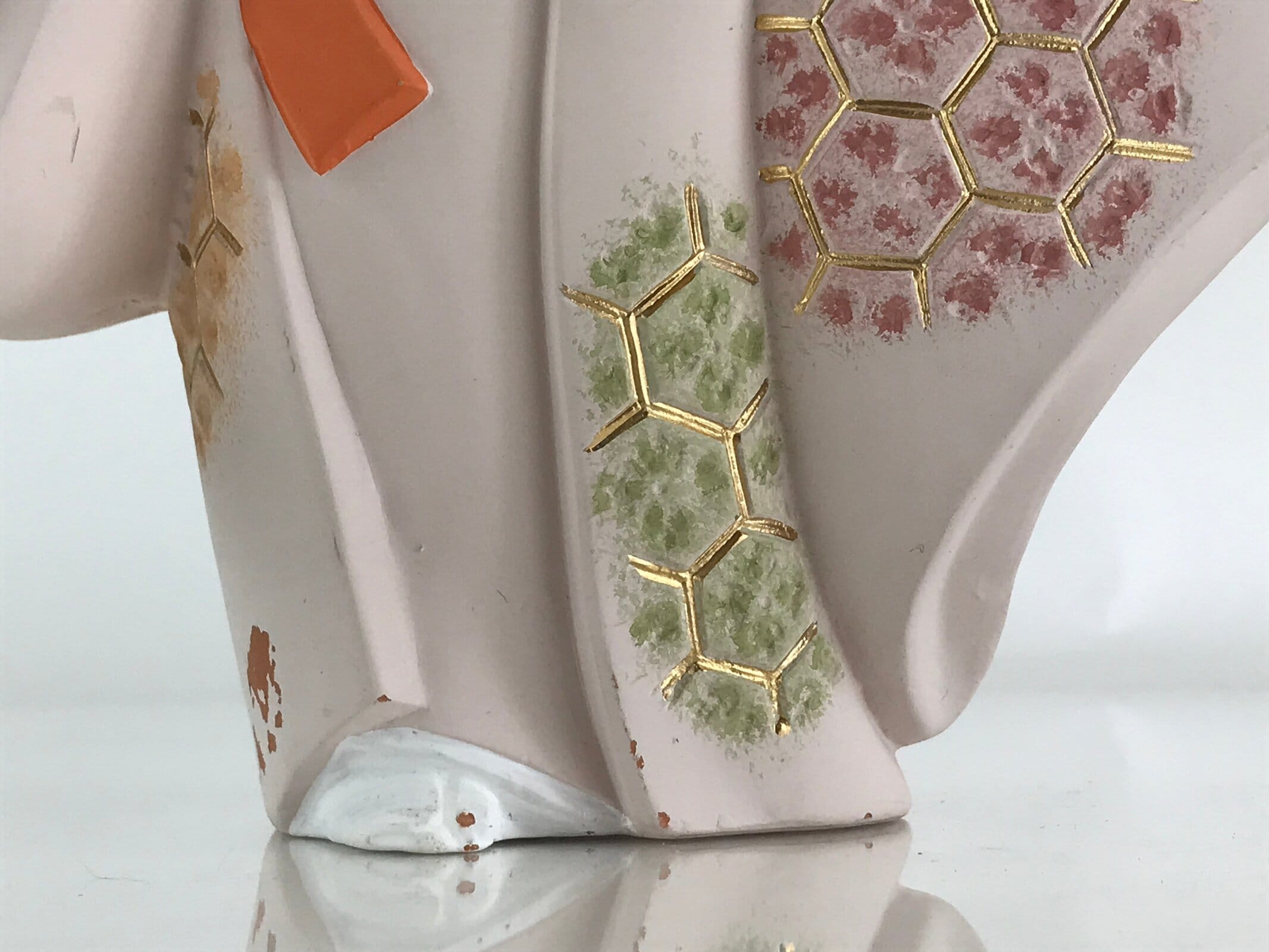 Japanese Hakata-Ningyo Clay Doll Vtg Traditional Handicraft Girl Geisha White BD