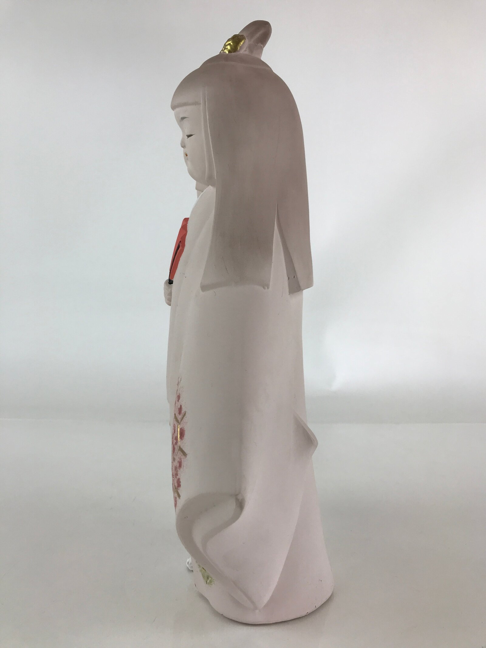 Japanese Hakata-Ningyo Clay Doll Vtg Traditional Handicraft Girl Geisha White BD