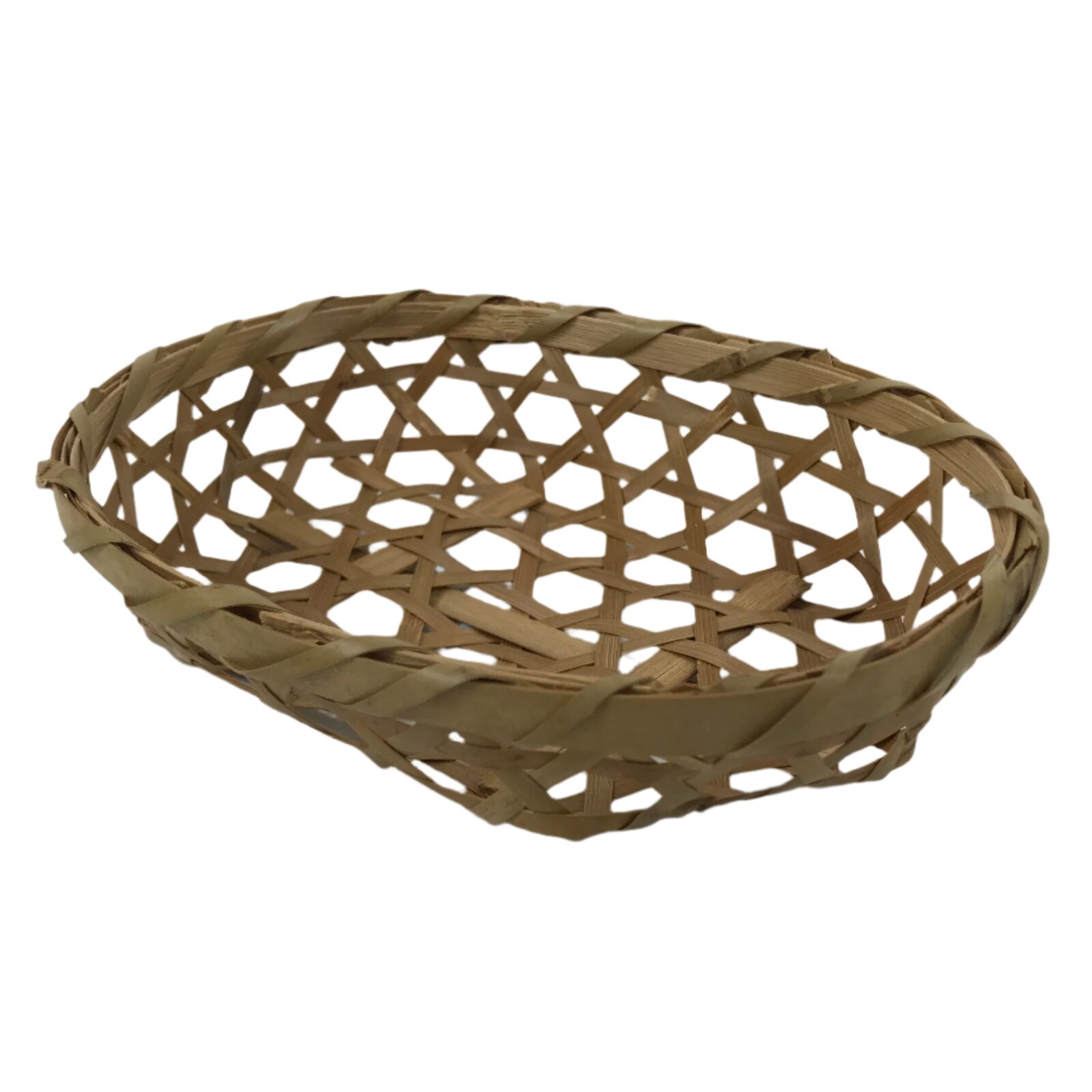 Japanese Hand Woven Bamboo Basket Kago Vtg Mutsume Ami Small Oval Morikago B252