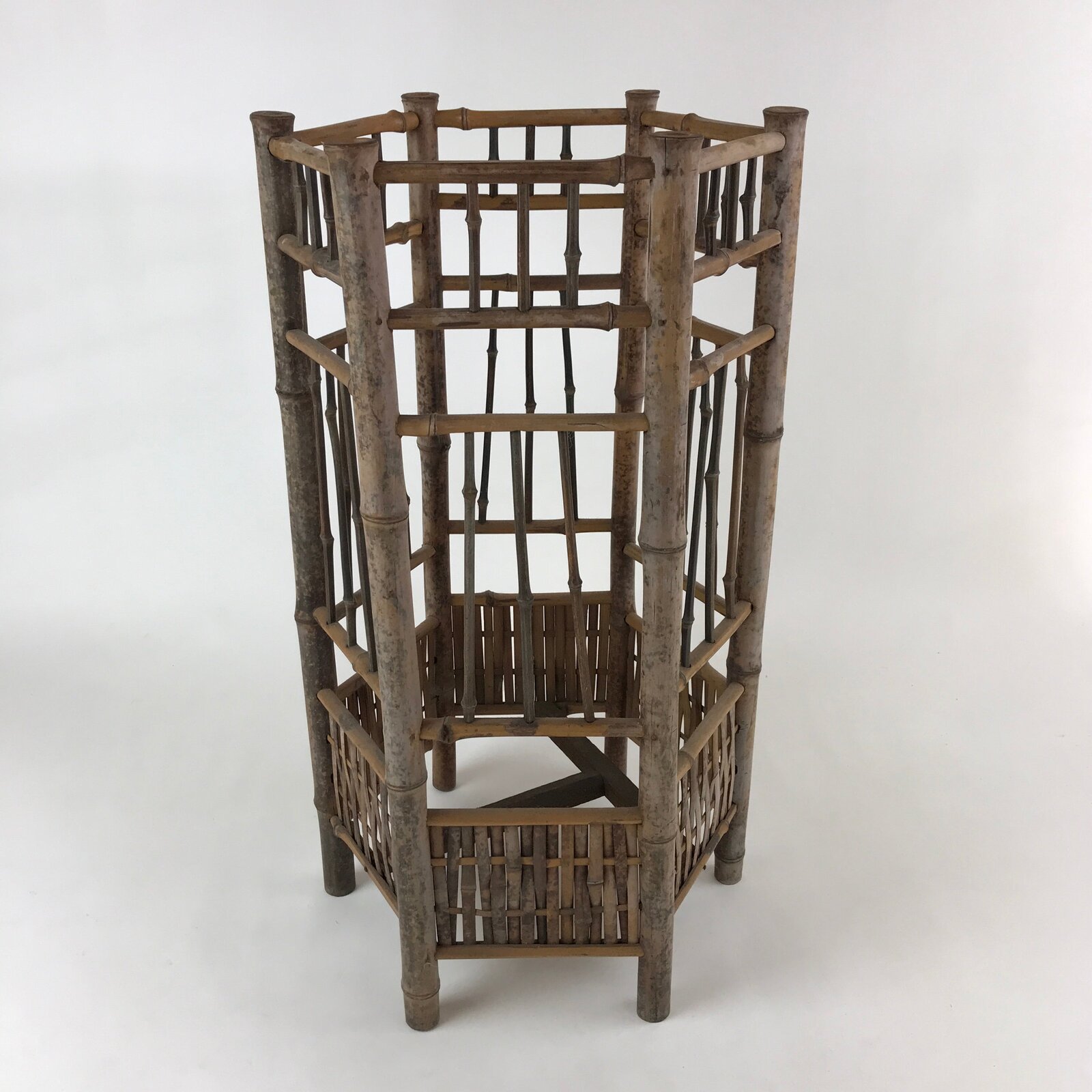 Japanese Handcrafted Bamboo Umbrella Stand Vtg Kasatate Holder Brown JK609