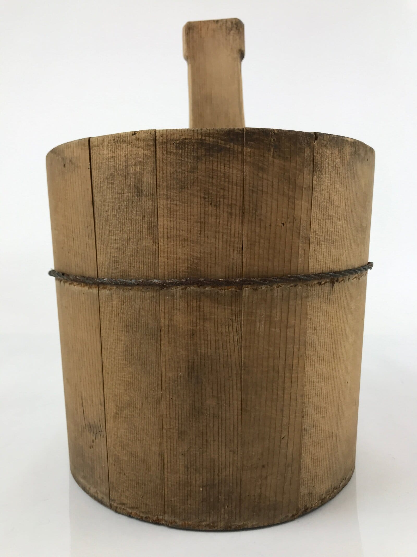Japanese Handcrafted Wooden Bath Water Bucket Vtg Cypress Oke Ladle Scoop BK24