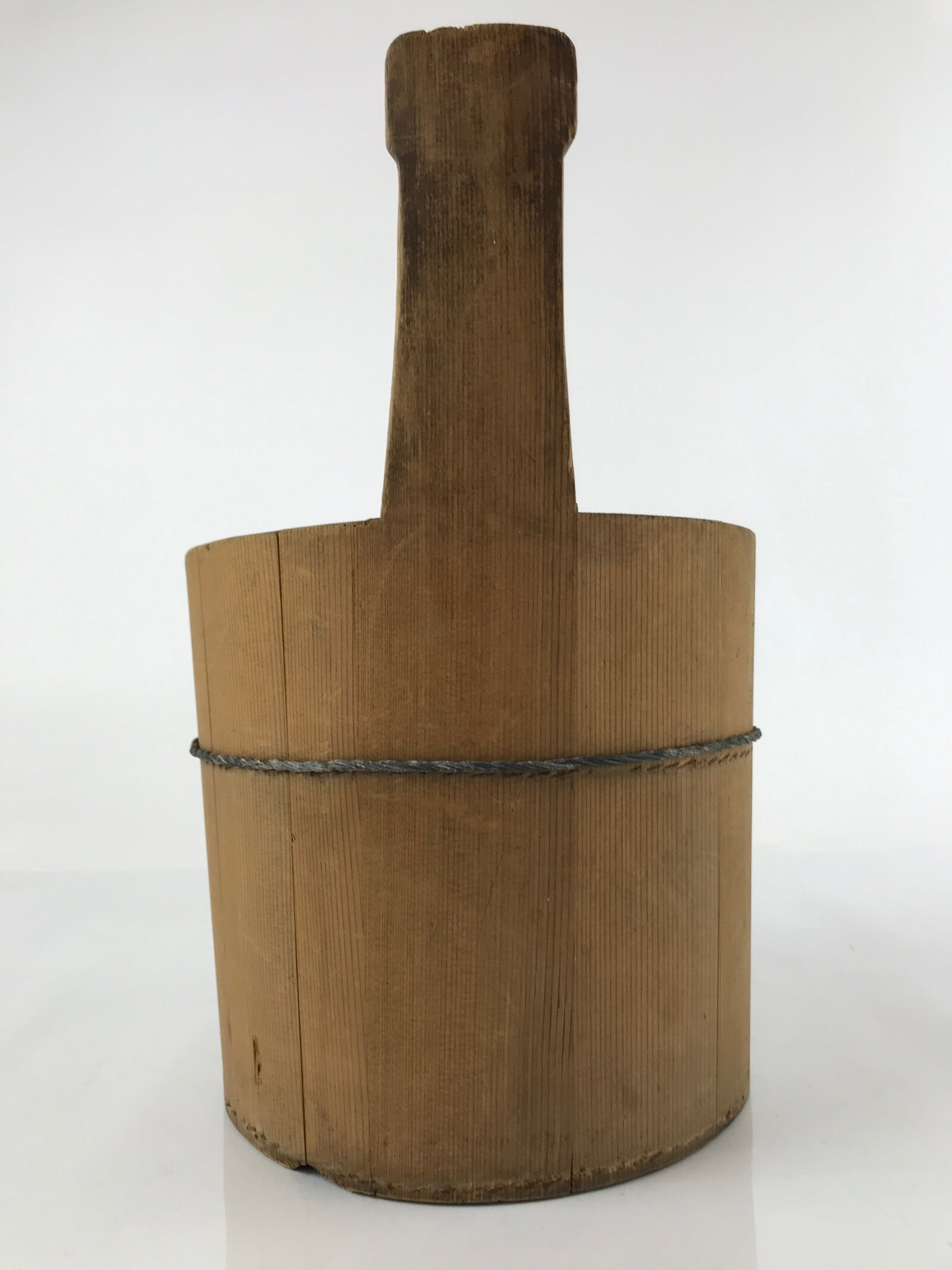 Japanese Handcrafted Wooden Bath Water Bucket Vtg Cypress Oke Ladle Scoop BK24