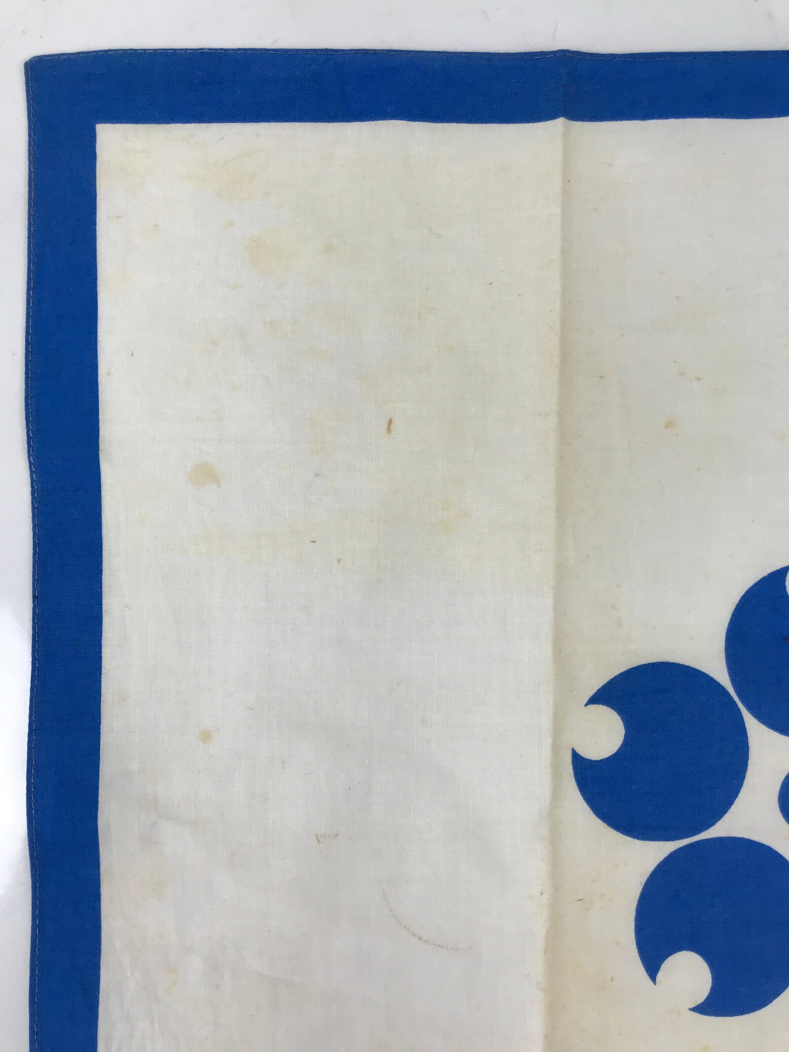 Japanese Handkerchief Vtg Bandana Fabric Expo 1970 Osaka White Blue JK815