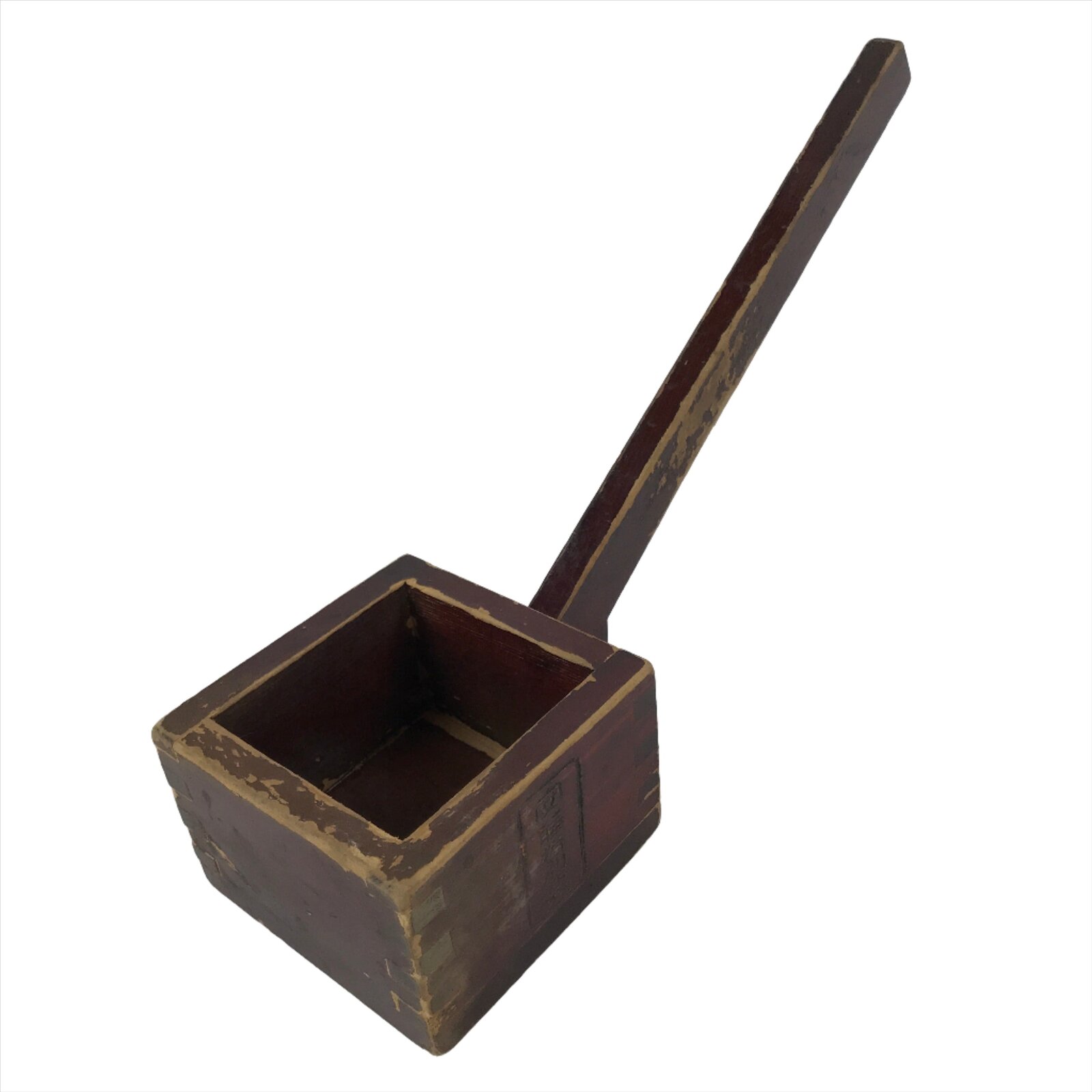 Japanese Handmade Lacquered Wood Masu Liquid Measuring Tool Vtg 0.2L Brown JK688