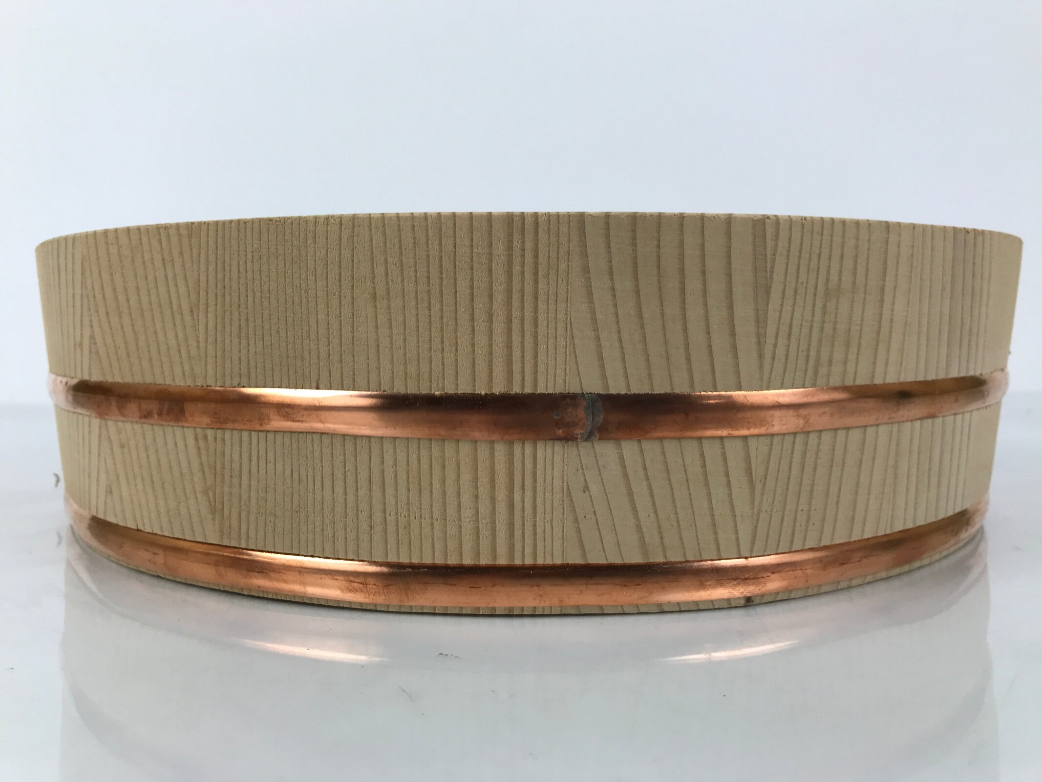 Japanese Handmade Natural Wood Bucket Sushioke Vtg Oke Hangiri Copper Band BK54