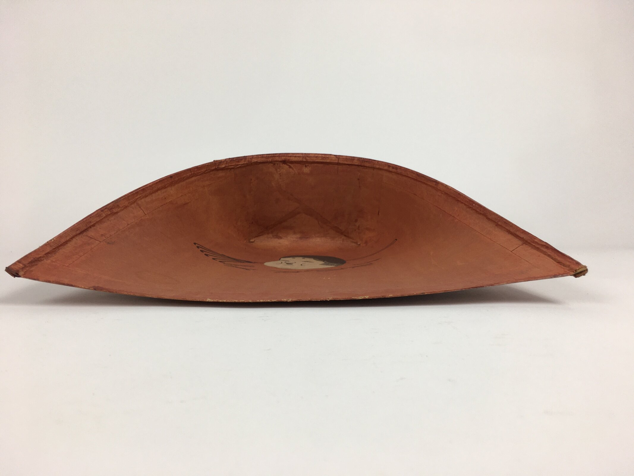 Japanese Handmade Paper Dustpan Vtg Chiritori Okame Lady Brown JK257