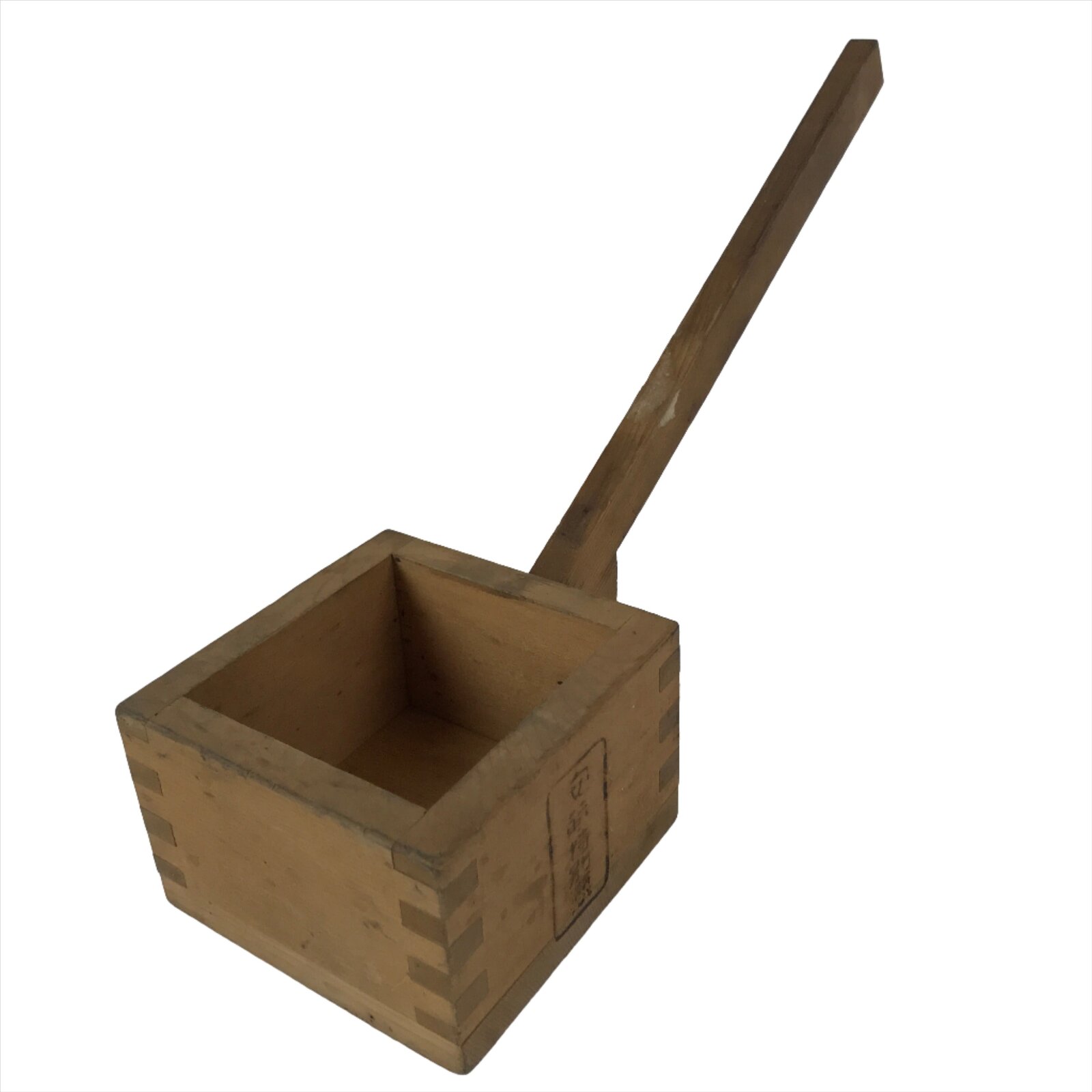 Japanese Handmade Wood Masu Liquid Measuring Tool Vtg 0.2L Light Brown JK690