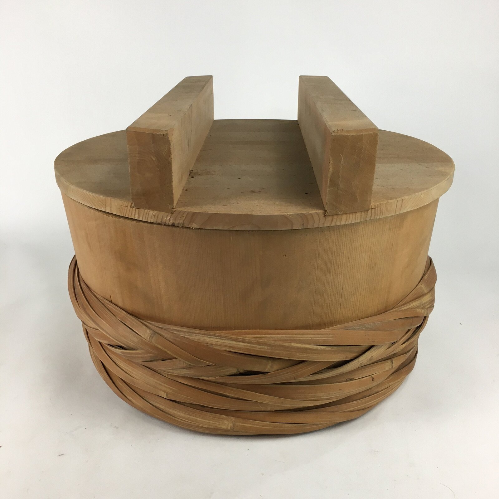 Japanese Handmade Wooden Oke Bucket Vtg Water Pickles Sushi Rice JK231