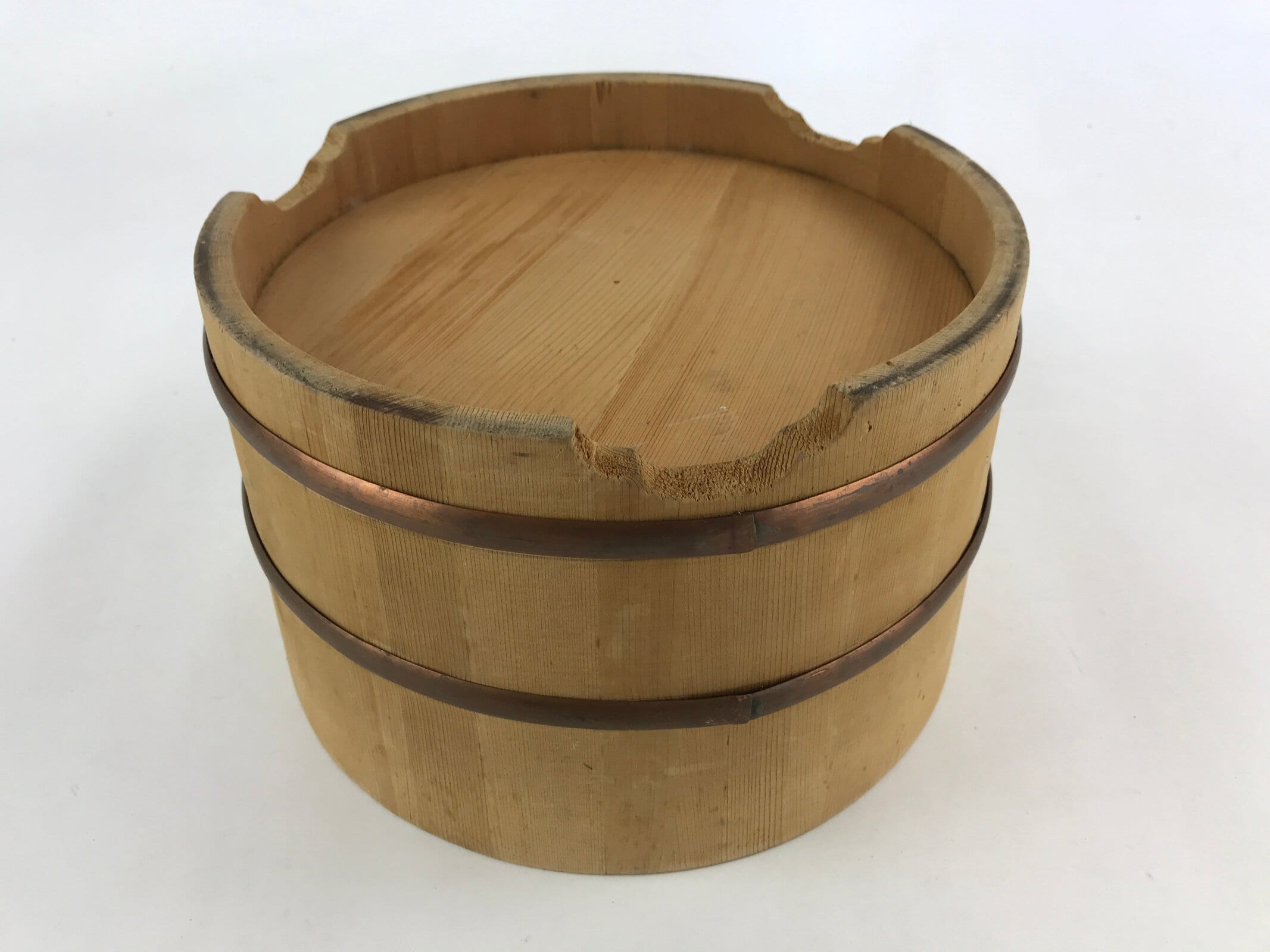 Japanese Handmade Wooden Oke Bucket Vtg Water Rice Pickles Storage BK21