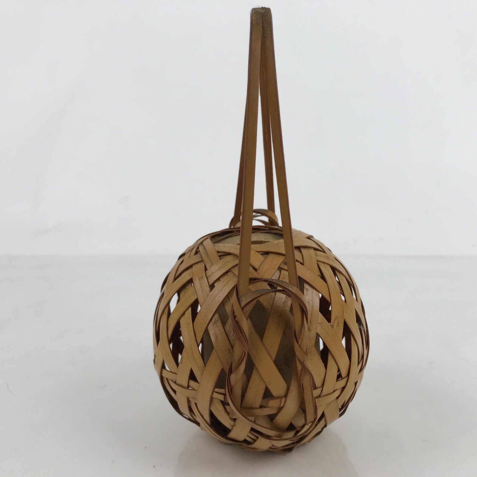 Japanese Handwoven Bamboo Basket Vase Vtg Small Kago Ikebana Arrangement B245