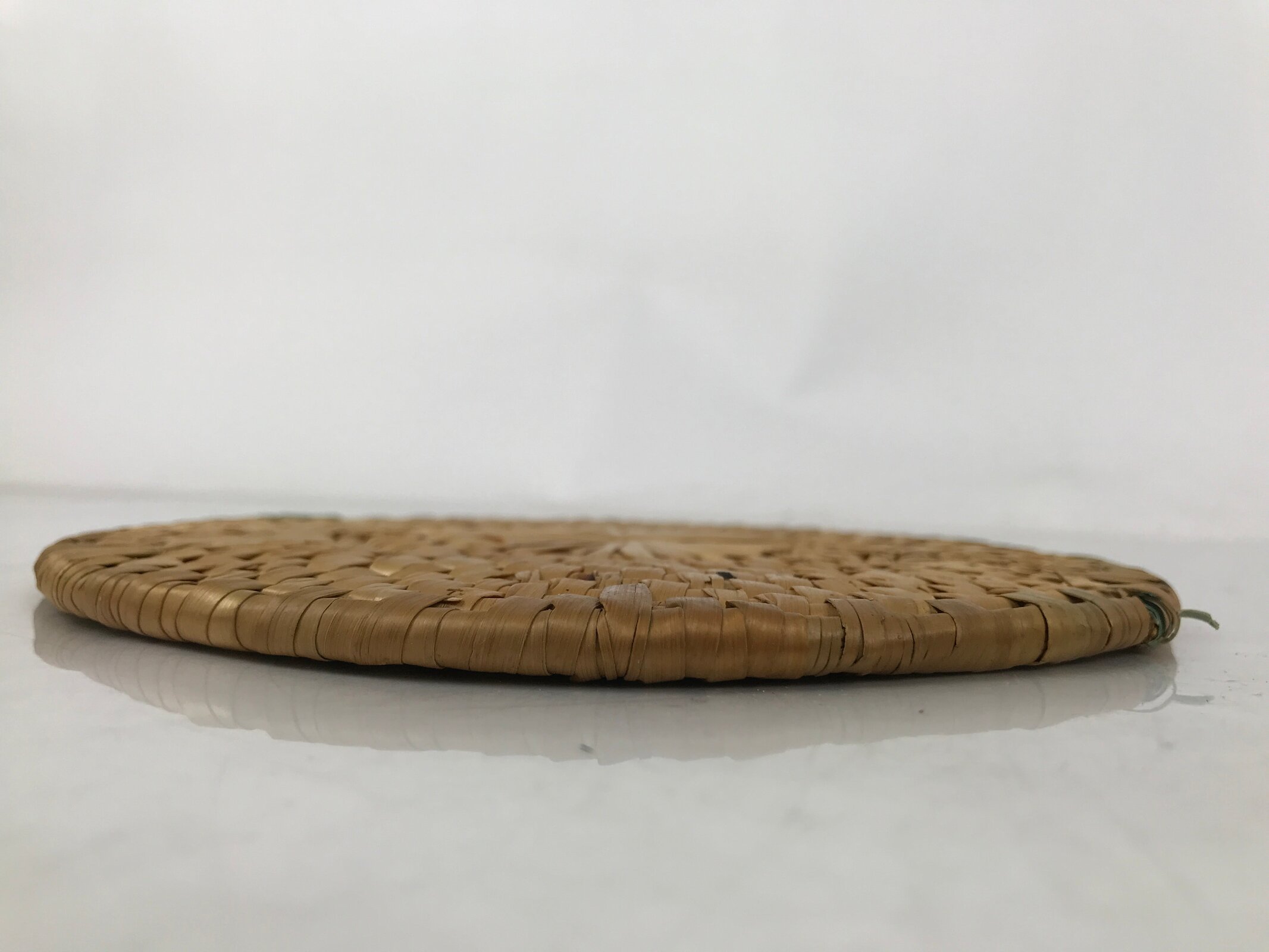 Japanese Handwoven Reed Trivet Nabeshiki Vtg Pot Coaster Underlay Brown B250